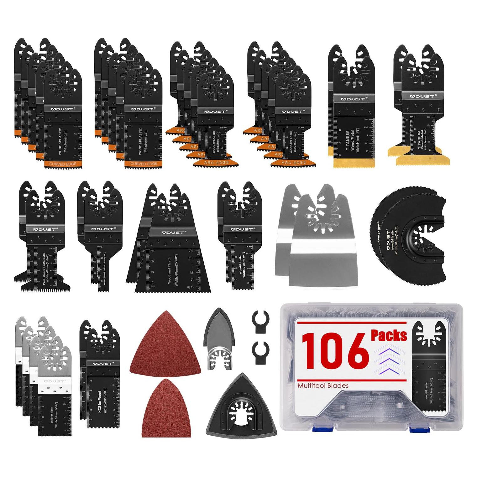 Kit de Hojas de Sierra Oscilante Adust 106 Piezas Bi-Metal