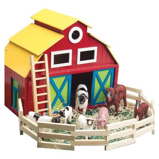Juego de Granja de Madera Constructive Playthings con 7 Animales