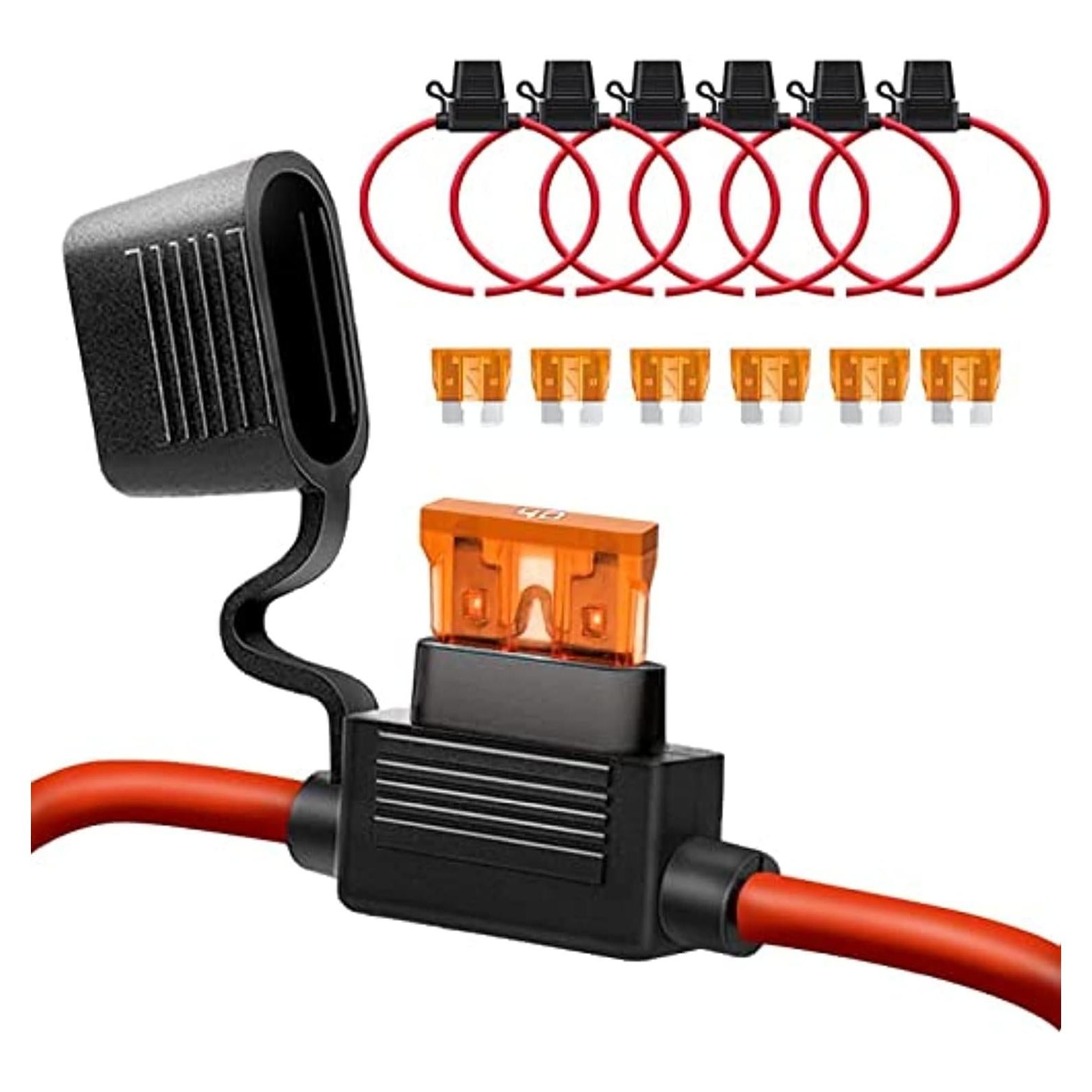 Soporte de Fusible Inline 10 AWG Qizpcer 12V 40A - Paquete de 6