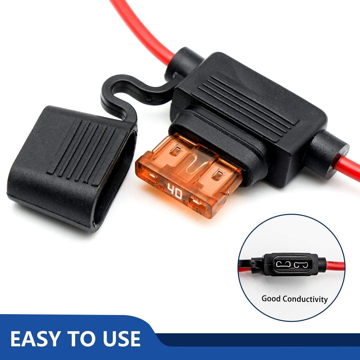 Soporte de Fusible Inline 10 AWG Qizpcer 12V 40A - Paquete de 6