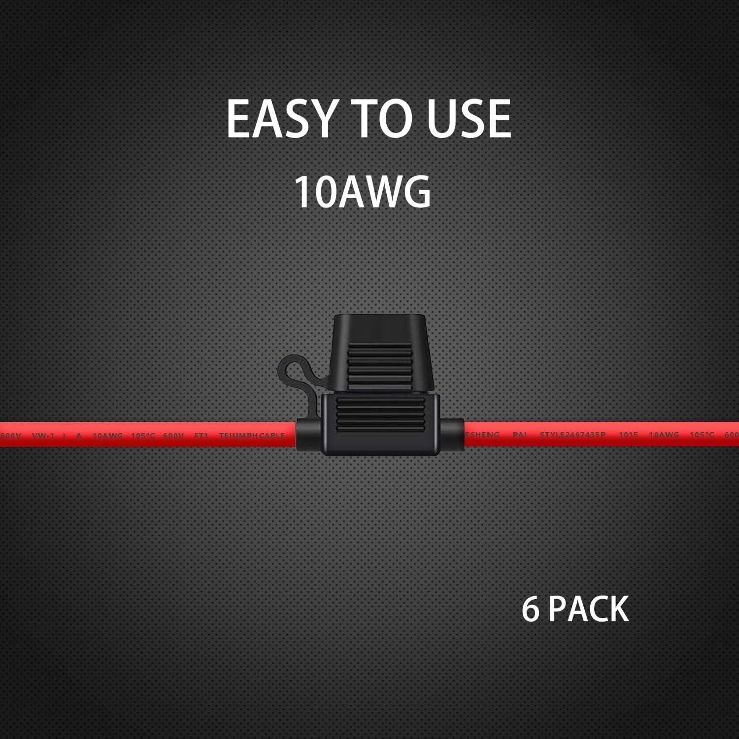 Soporte de Fusible Inline 10 AWG Qizpcer 12V 40A - Paquete de 6