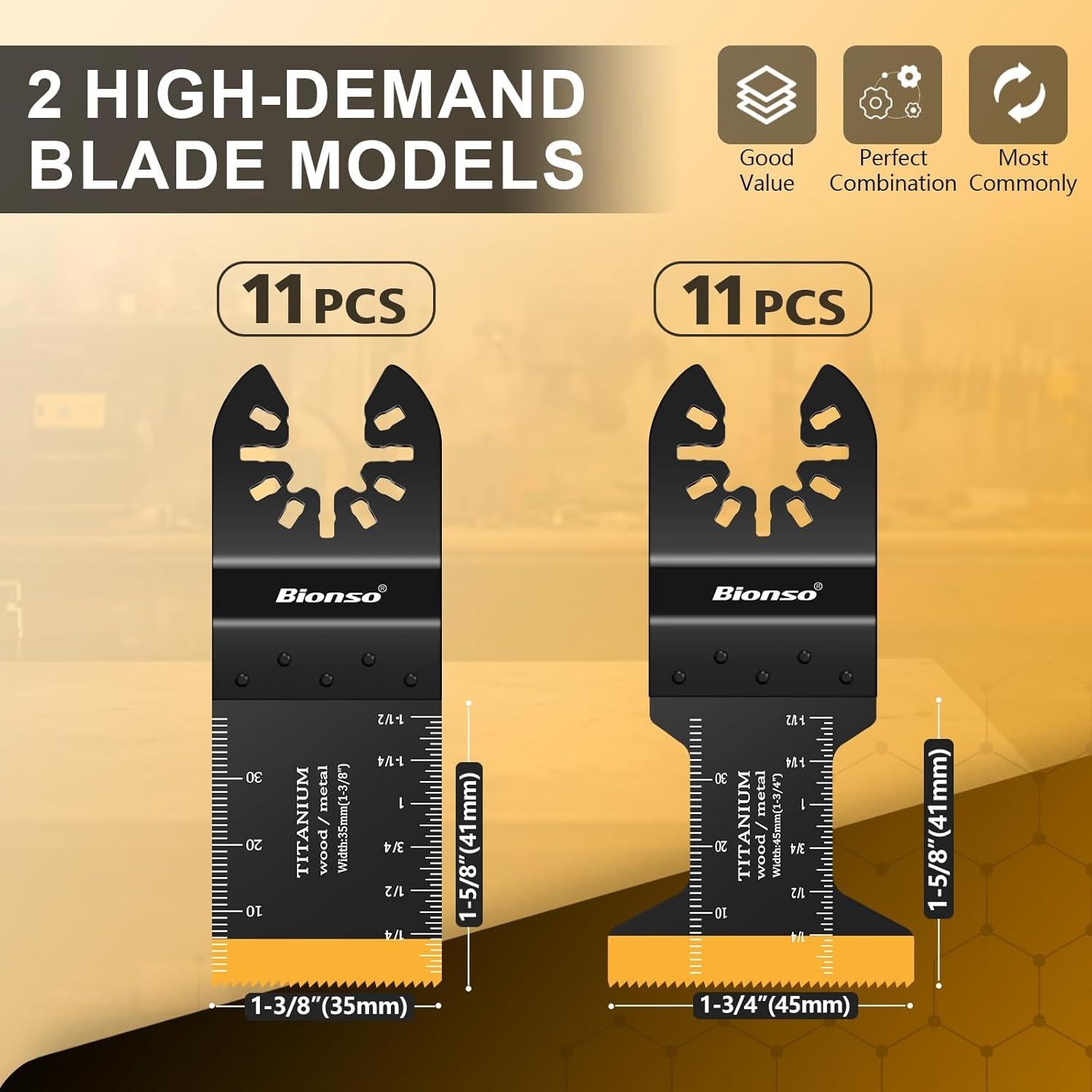 Kit de Cuchillas Oscilantes Bionso 22PCS Titanio para Madera y Metal