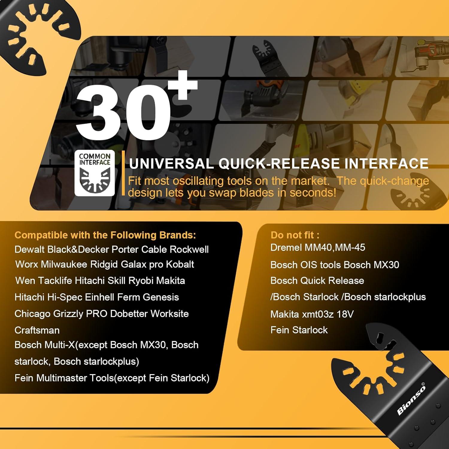 Kit de Cuchillas Oscilantes Bionso 22PCS Titanio para Madera y Metal