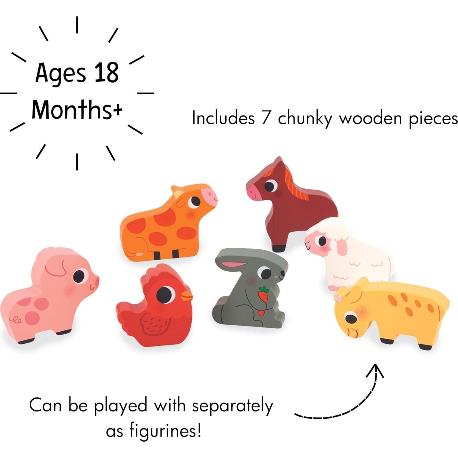 Rompecabezas Grueso Janod Granja 7 Piezas 30x21 cm