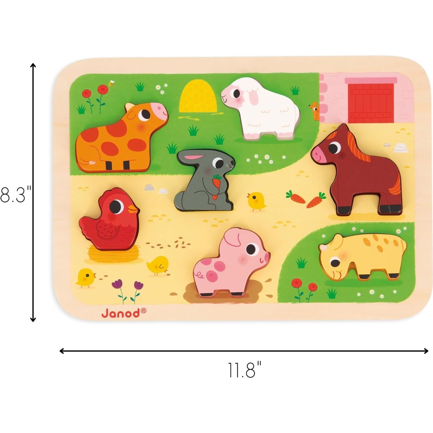 Rompecabezas Grueso Janod Granja 7 Piezas 30x21 cm