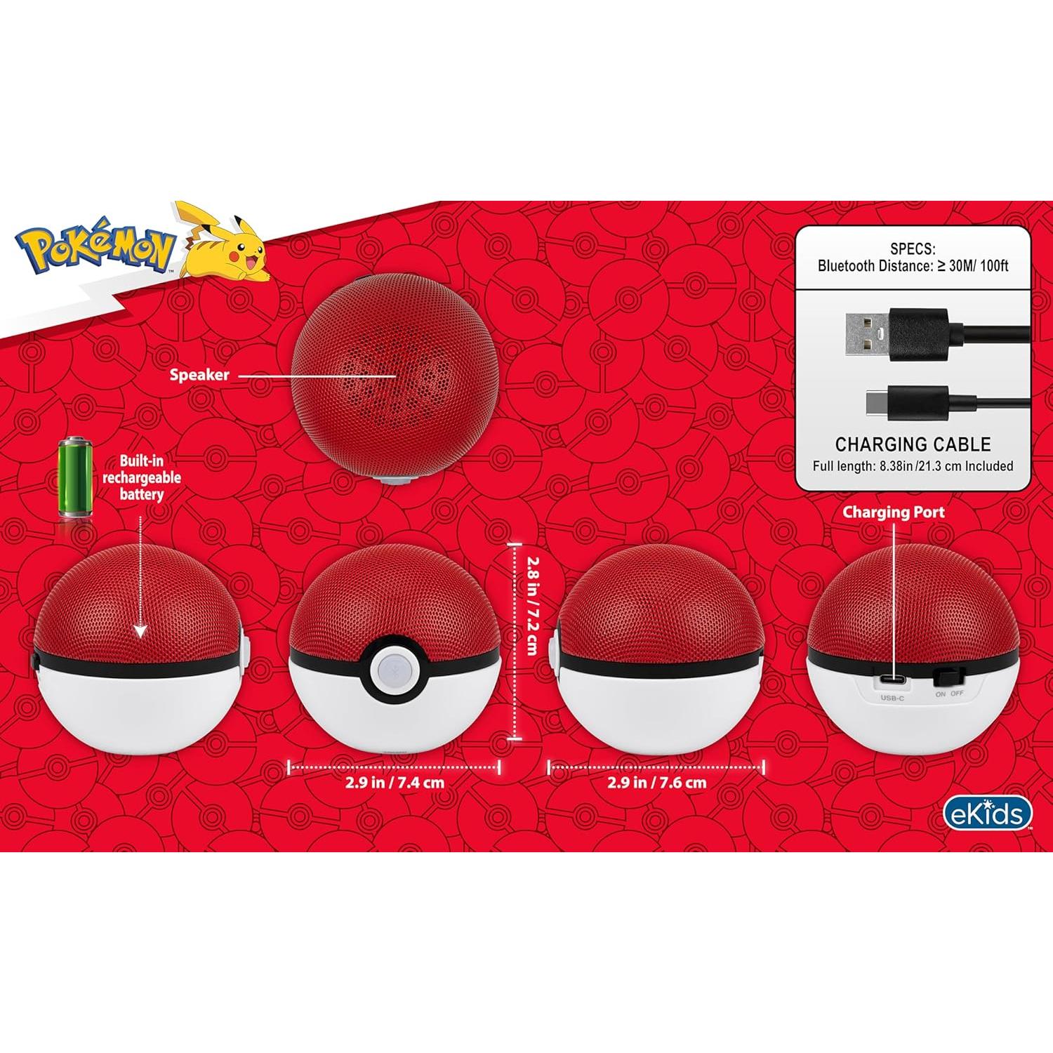 Altavoz Bluetooth eKids Pokeball Portátil 10h Batería USB-C