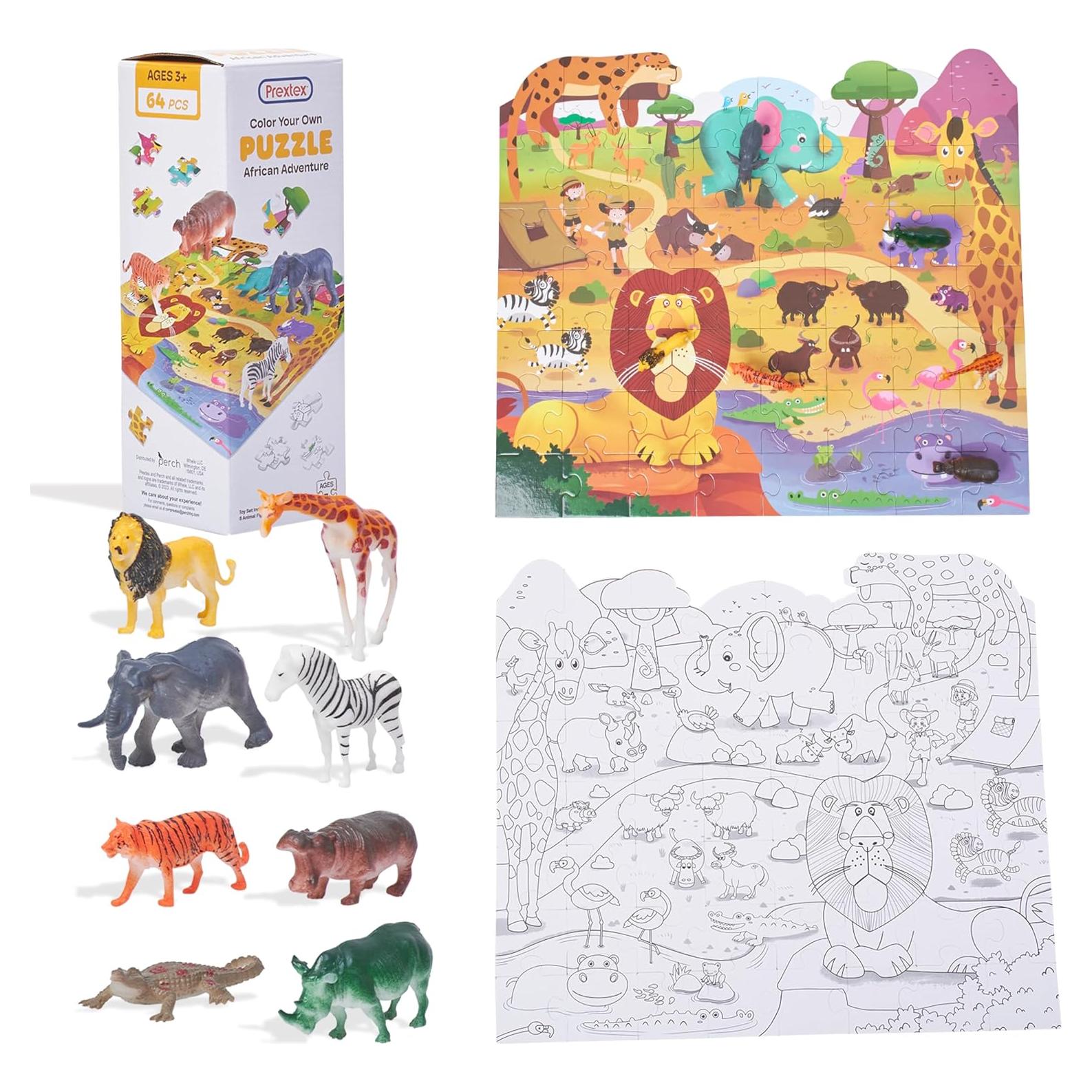 Rompecabezas Doble Cara Prextex Safari 64 Piezas 42x37 cm