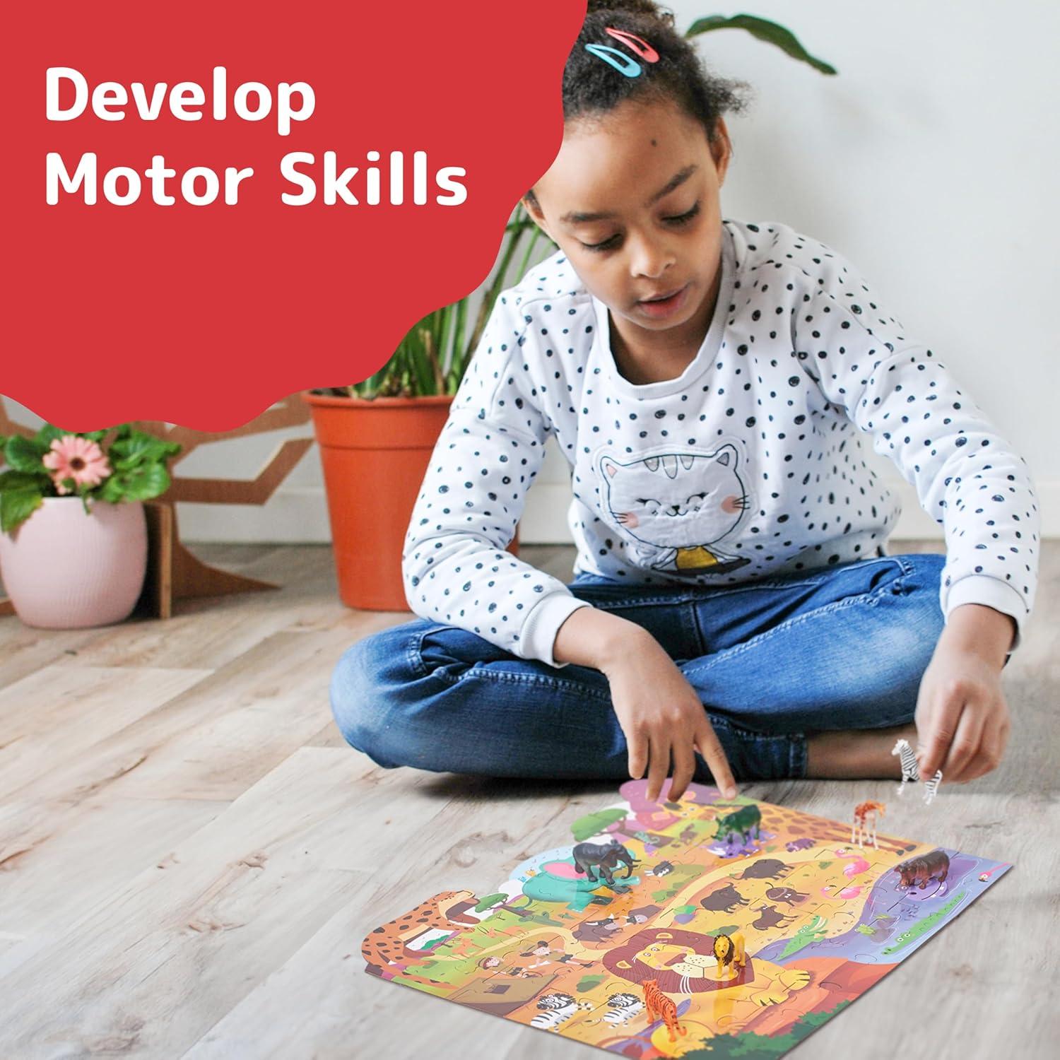 Rompecabezas Doble Cara Prextex Safari 64 Piezas 42x37 cm