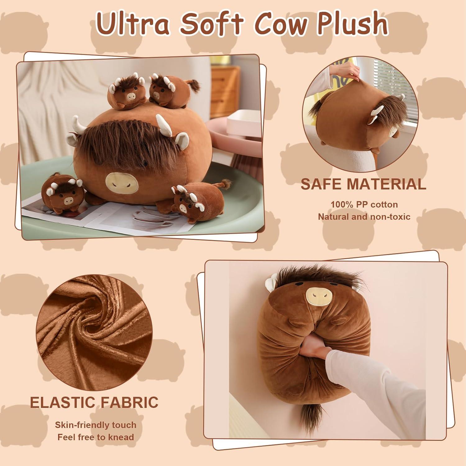 Peluches SQEQE Vaca de Tierras Altas con 4 Terneros