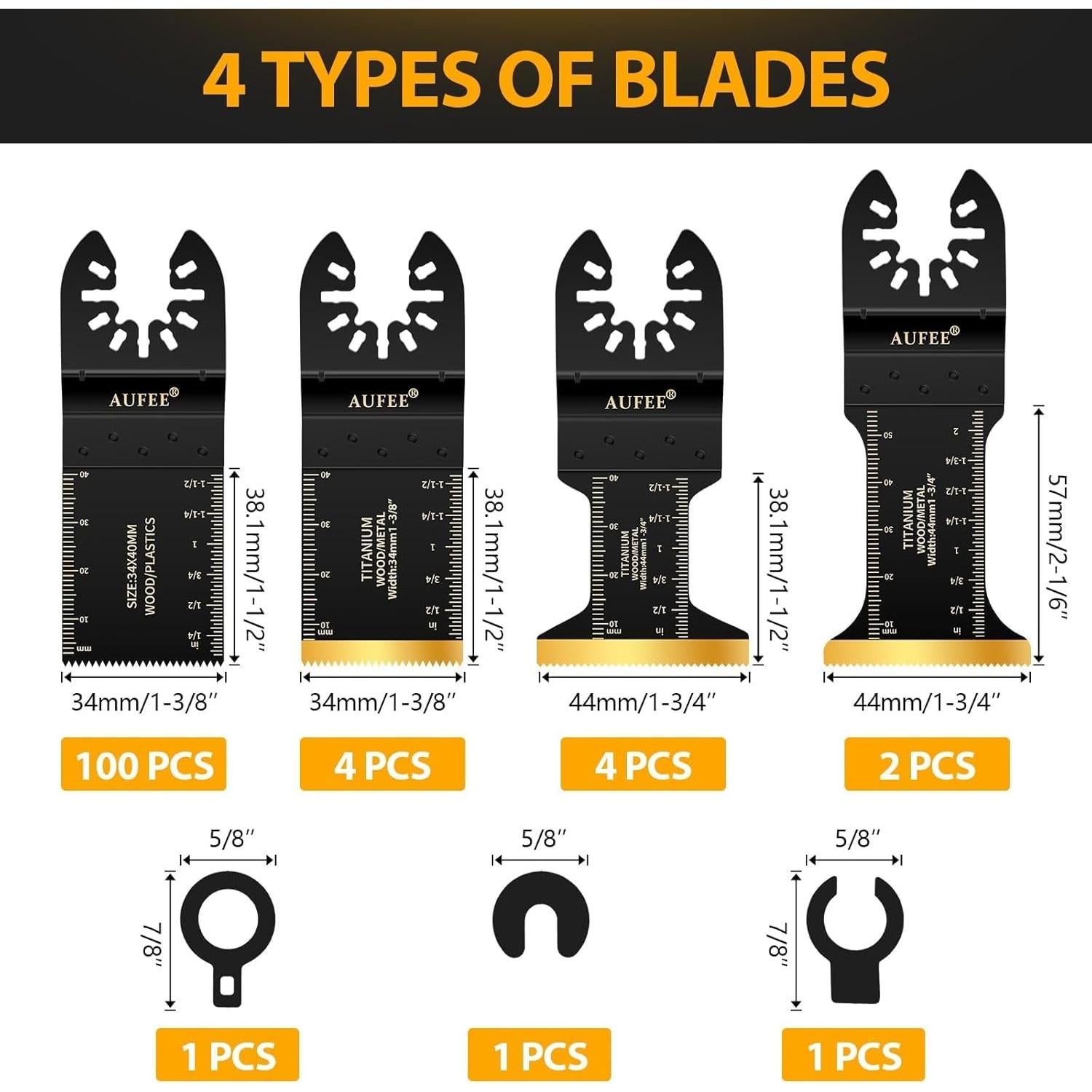 Kit de 110 Cuchillas Oscilantes Titanio Universal 24.5cm