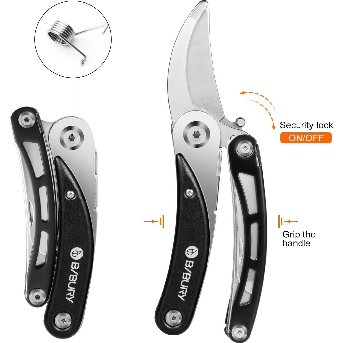 Tijeras de Jardinería Multifuncionales BIBURY 5 en 1 Acero Inoxidable