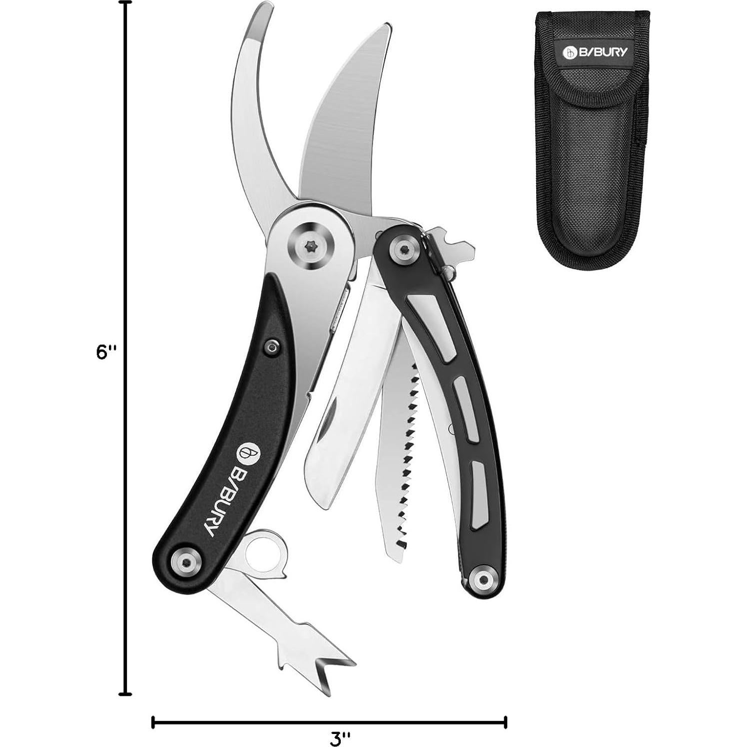 Tijeras de Jardinería Multifuncionales BIBURY 5 en 1 Acero Inoxidable
