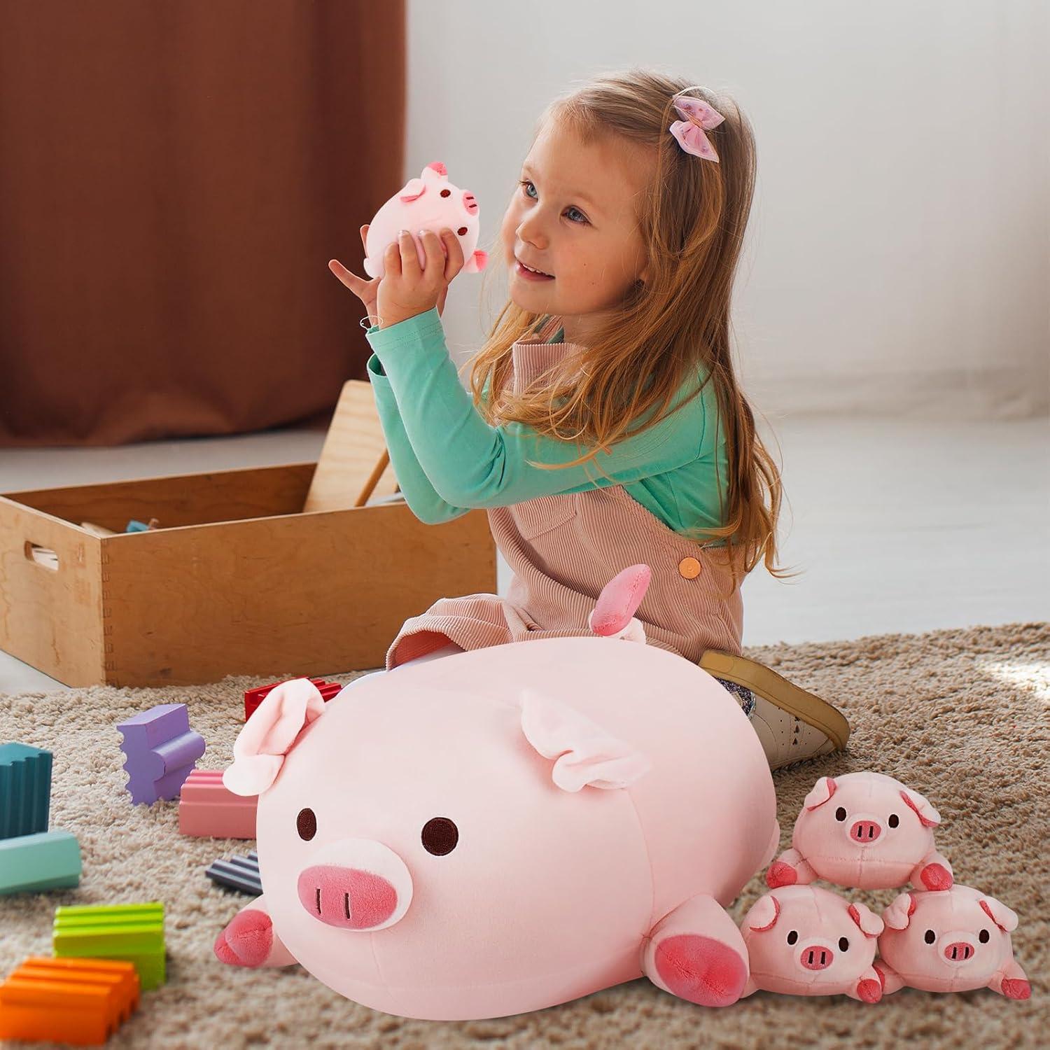 Almohada de Cerdo de Peluche Achwishap 5PCS Familiar 40cm