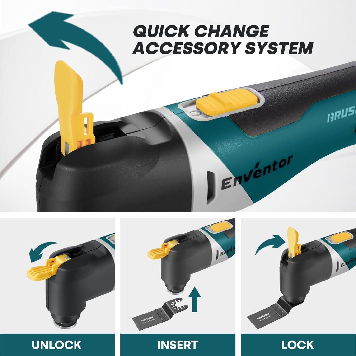 Herramienta Oscilante Inalámbrica Enventor 20V con 28 Accesorios