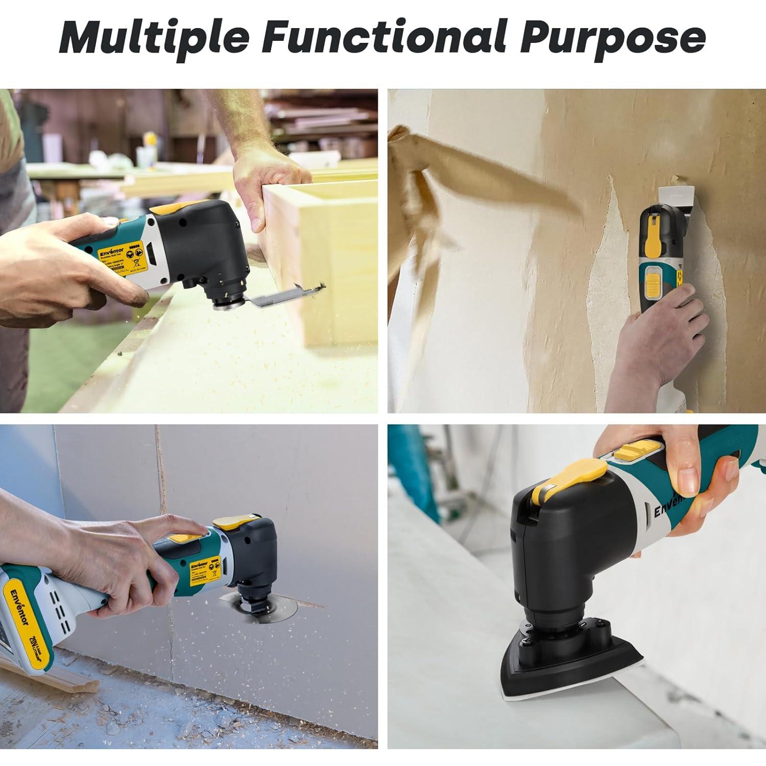 Herramienta Oscilante Inalámbrica Enventor 20V con 28 Accesorios