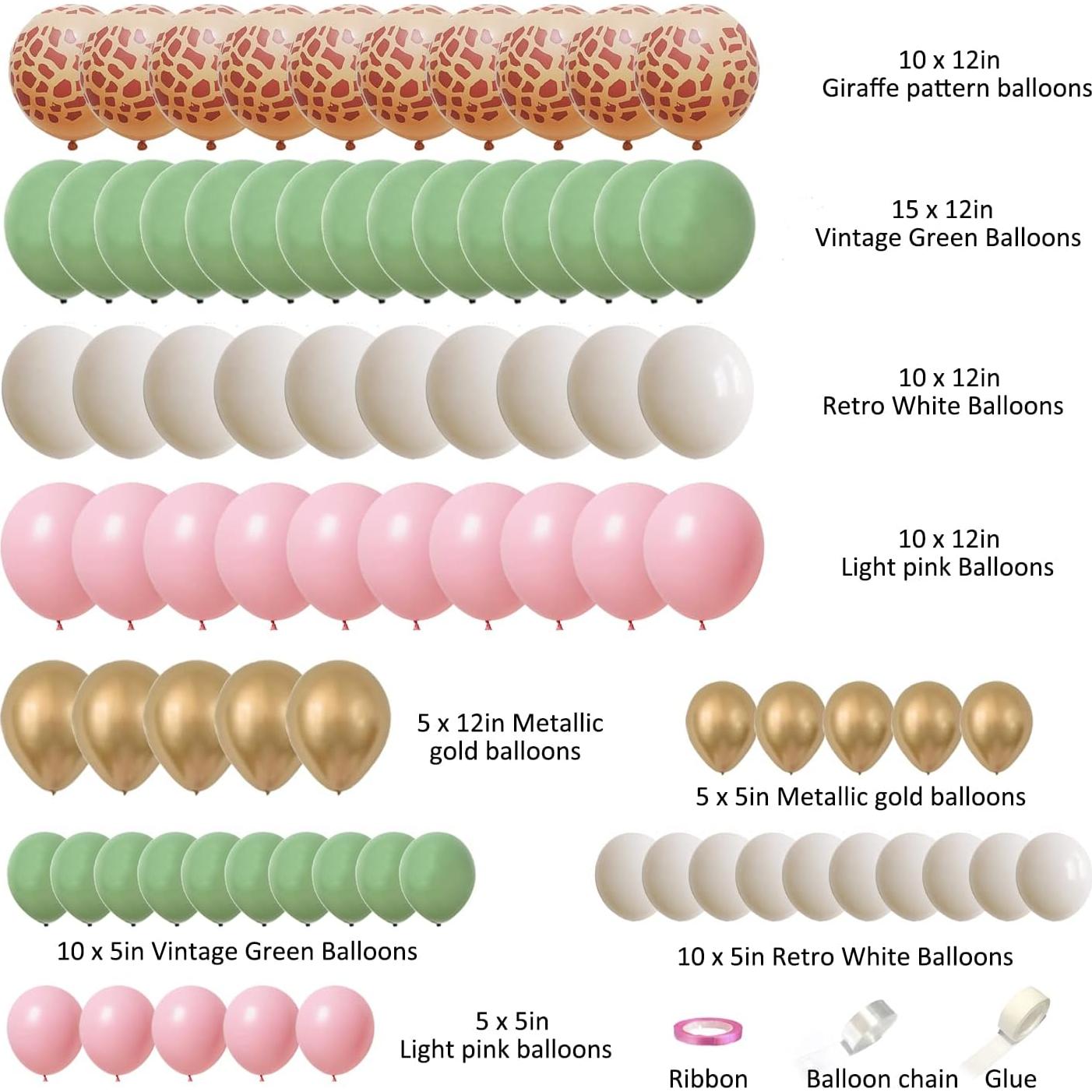 Globos de Safari Finypa 80 Piezas Decoración Rosa Verde