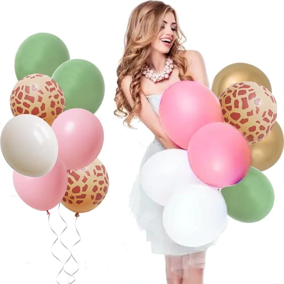 Globos de Safari Finypa 80 Piezas Decoración Rosa Verde