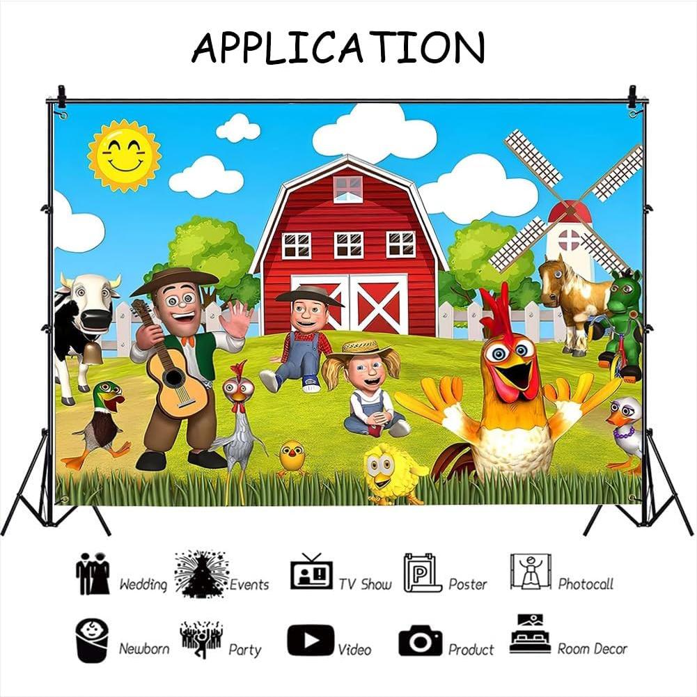 Fondo de Fiesta Infantil Animales de Granja YRIOWMI 210x150 cm