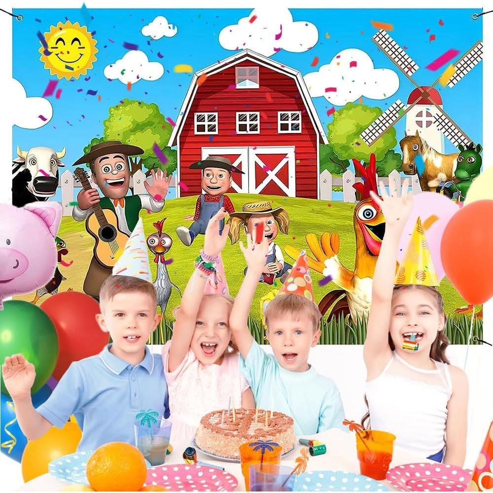 Fondo de Fiesta Infantil Animales de Granja YRIOWMI 210x150 cm