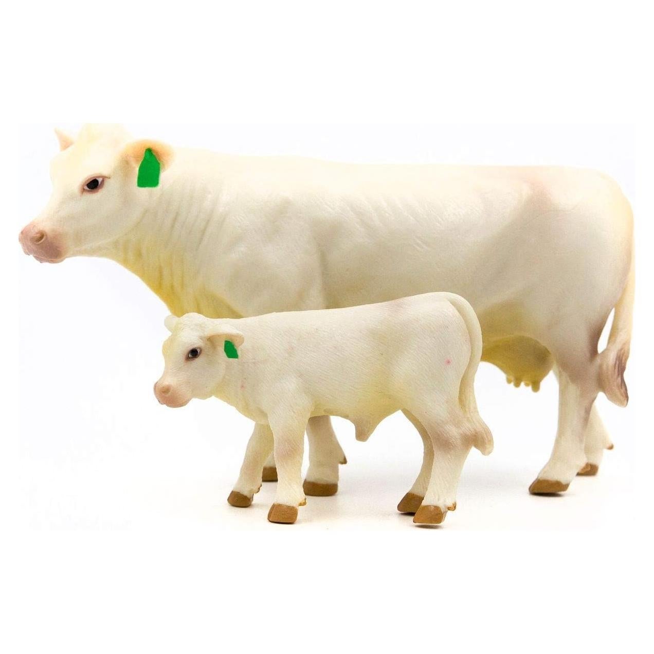Conjunto de Juguetes de Animales de Granja Buster Toys - Vaca Charolais y Ternero