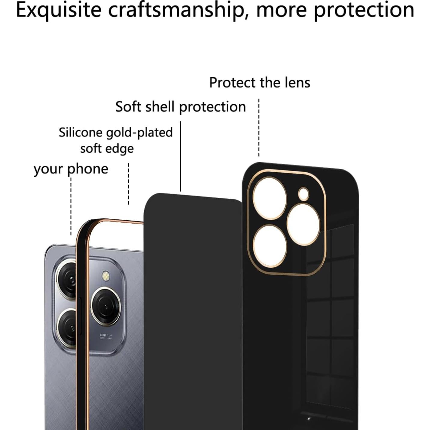 Funda de Silicona para Tecno Spark 20 Pro - Protección Delgada Negra