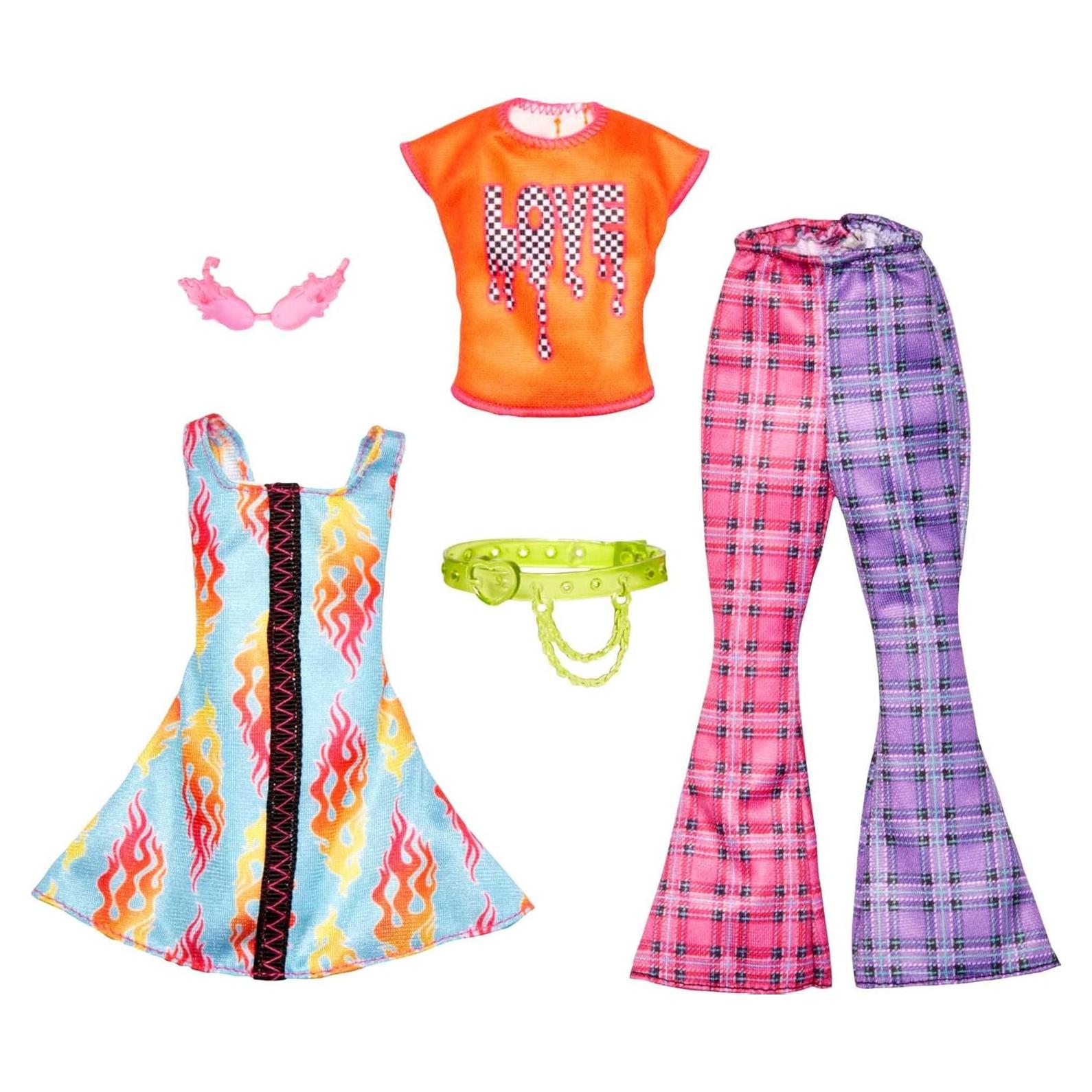 Conjunto de Ropa Barbie 2 Atuendos Rock 'n Roll y Accesorios
