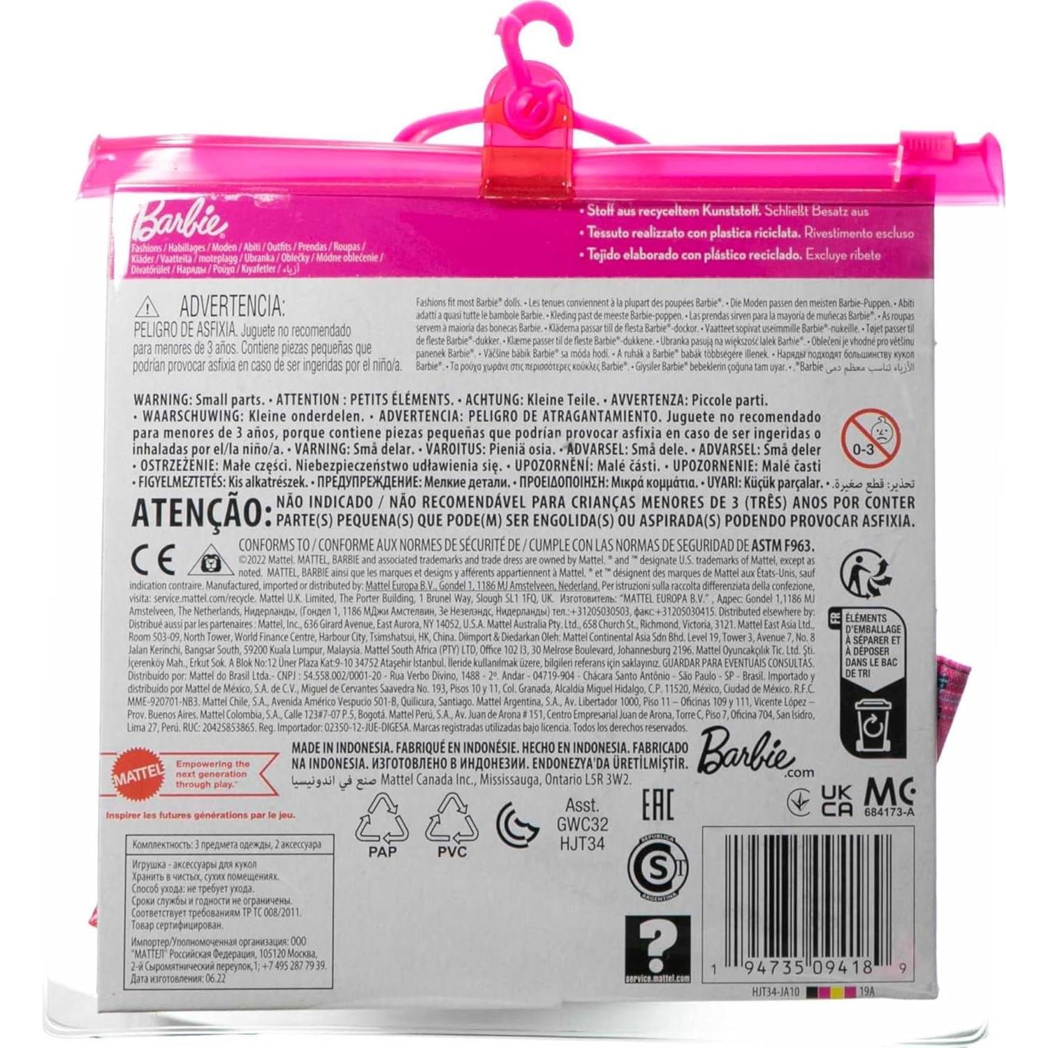 Conjunto de Ropa Barbie 2 Atuendos Rock 'n Roll y Accesorios