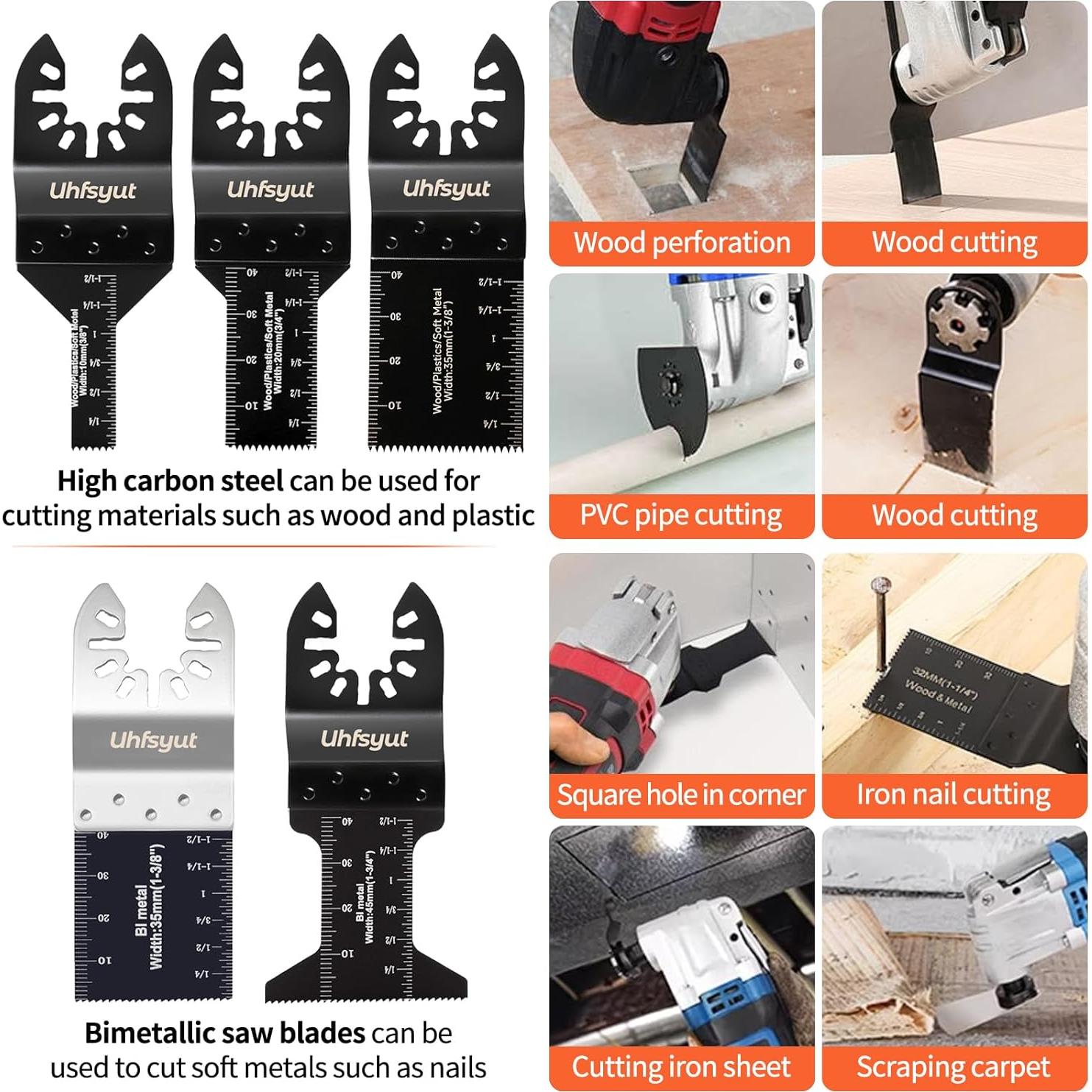 Juego de 38 Hojas de Sierra Oscilante Uhfsyut - Acero Alto Carbono