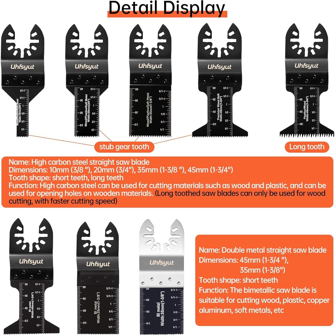 Juego de 38 Hojas de Sierra Oscilante Uhfsyut - Acero Alto Carbono