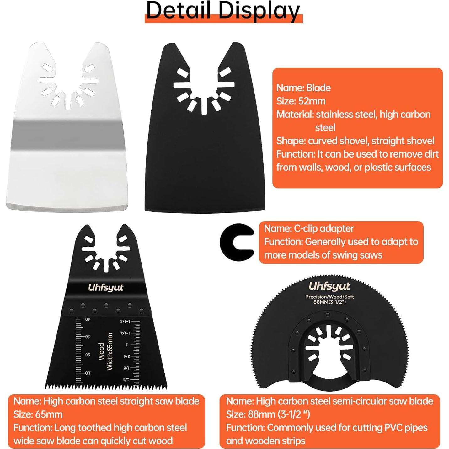 Juego de 38 Hojas de Sierra Oscilante Uhfsyut - Acero Alto Carbono