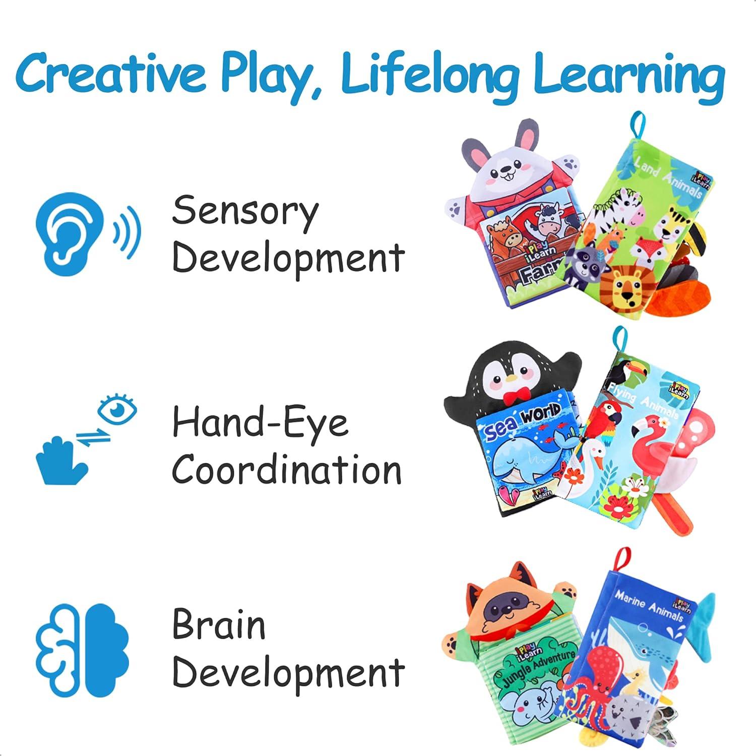 Libros Suaves para Bebés iPlay, iLearn - 6 Animales