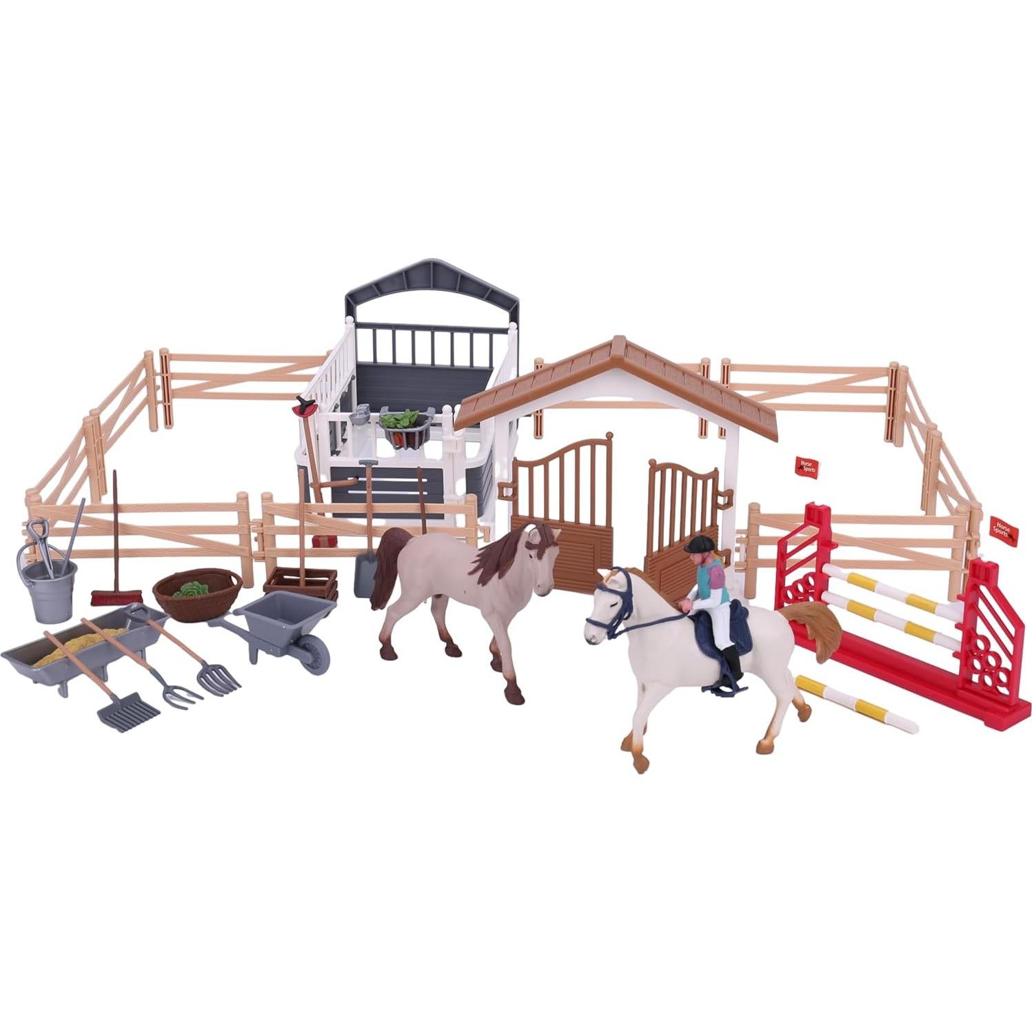 Set de Juguetes de Granja HAYUL con Caballos y Establo 28 Piezas