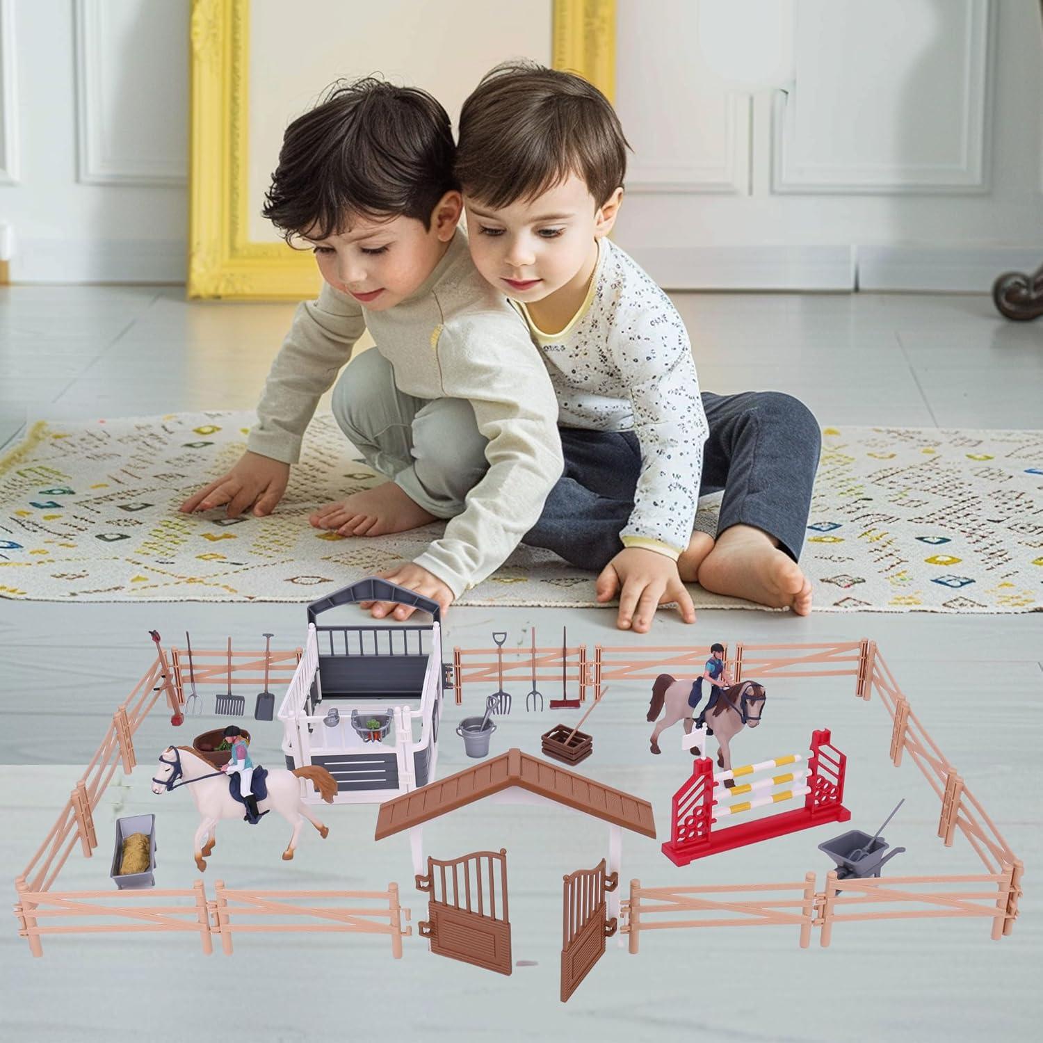 Set de Juguetes de Granja HAYUL con Caballos y Establo 28 Piezas
