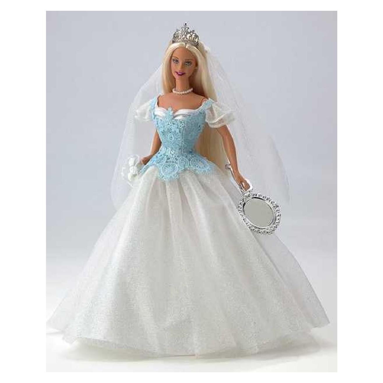 Barbie Novia Princesa Mattel Vestido Blanco y Azul