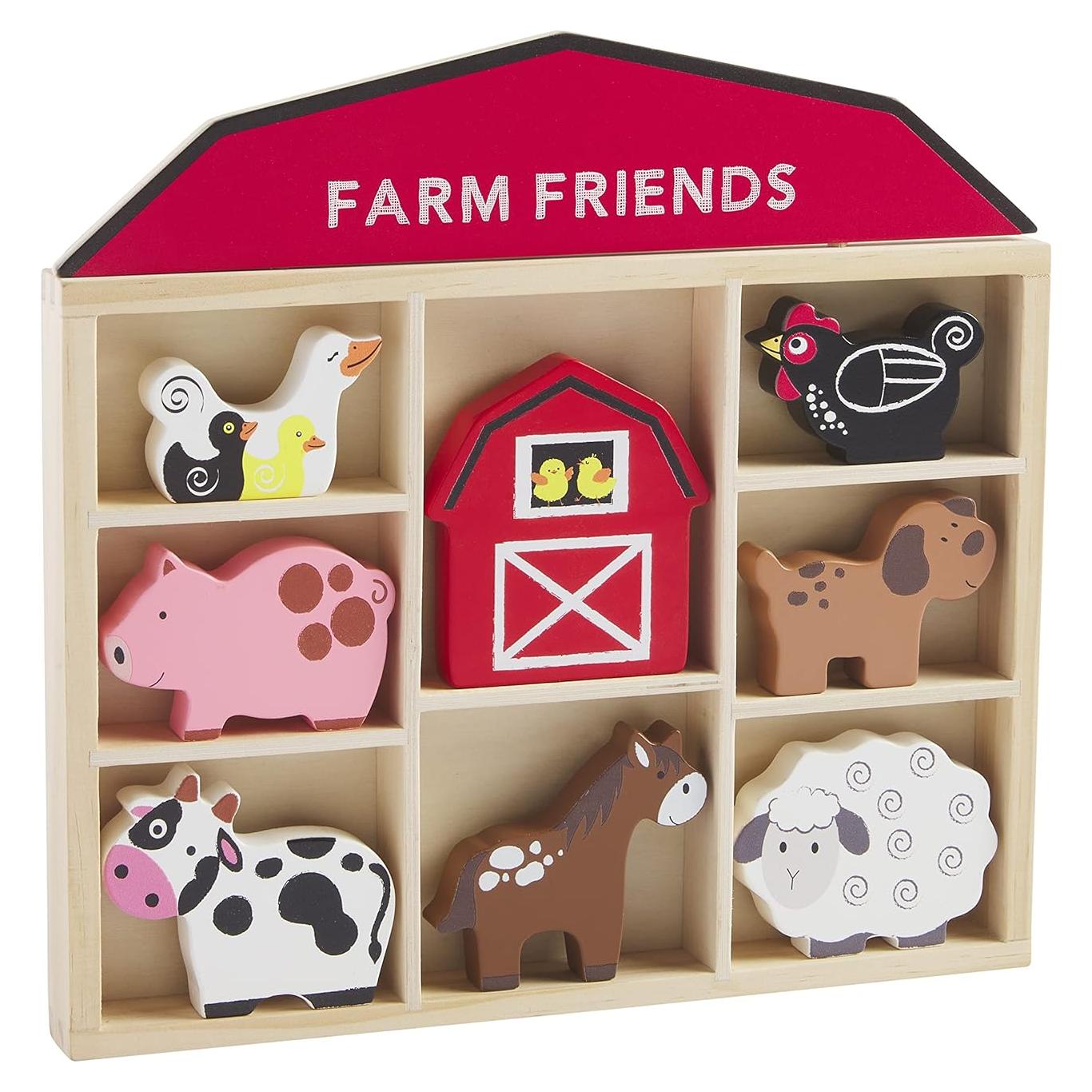 Juego de Granja Mud Pie 9 Piezas Animales de Madera