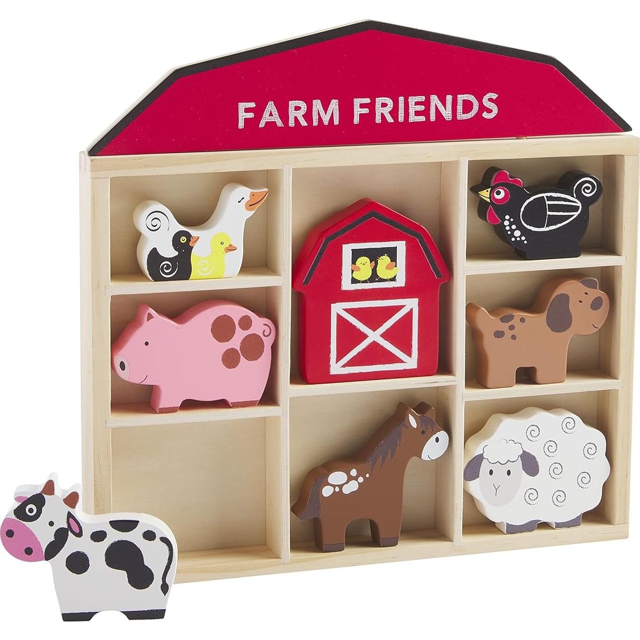 Juego de Granja Mud Pie 9 Piezas Animales de Madera