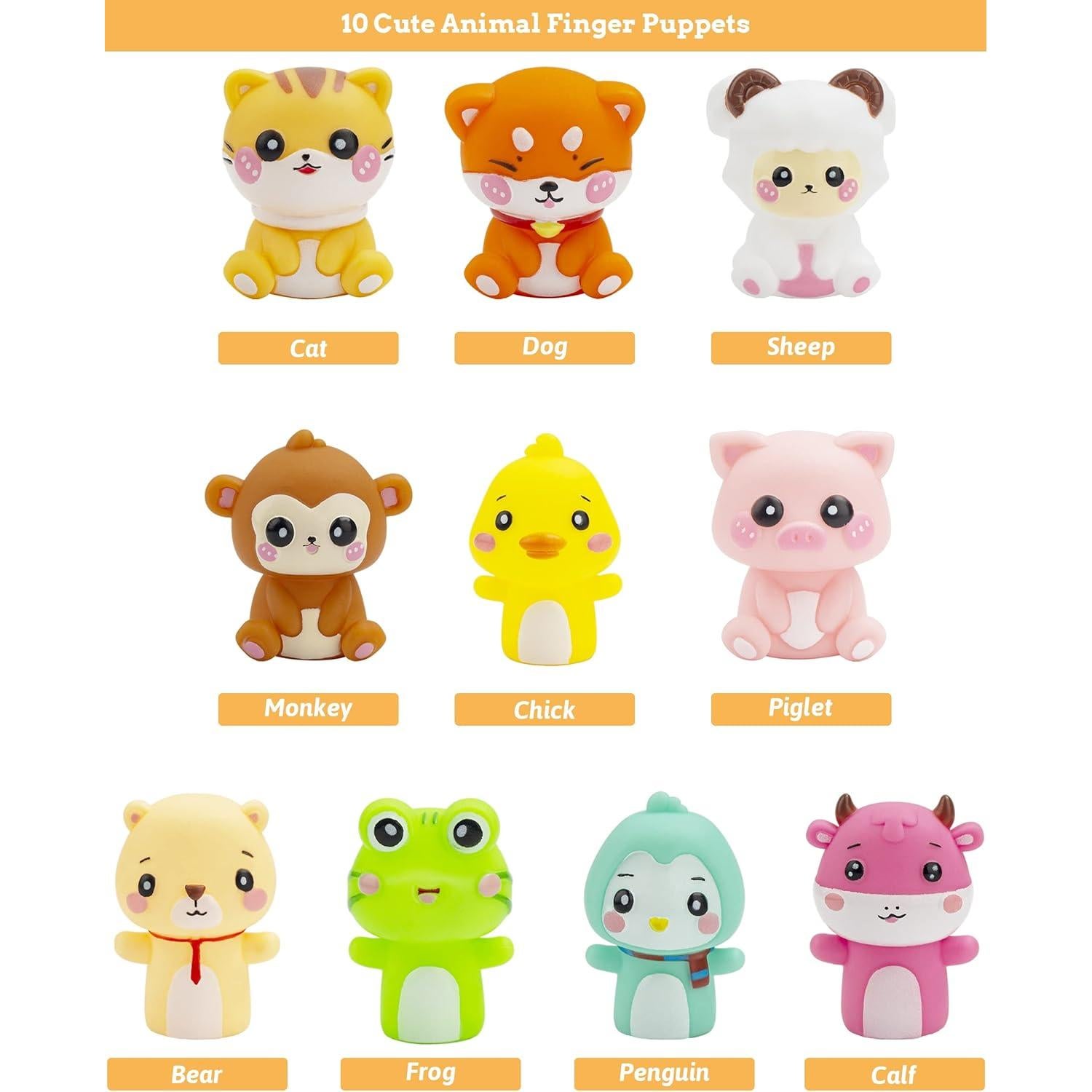 Conjunto de Marionetas de Dedos AQKILO, 10 Animales Educativos