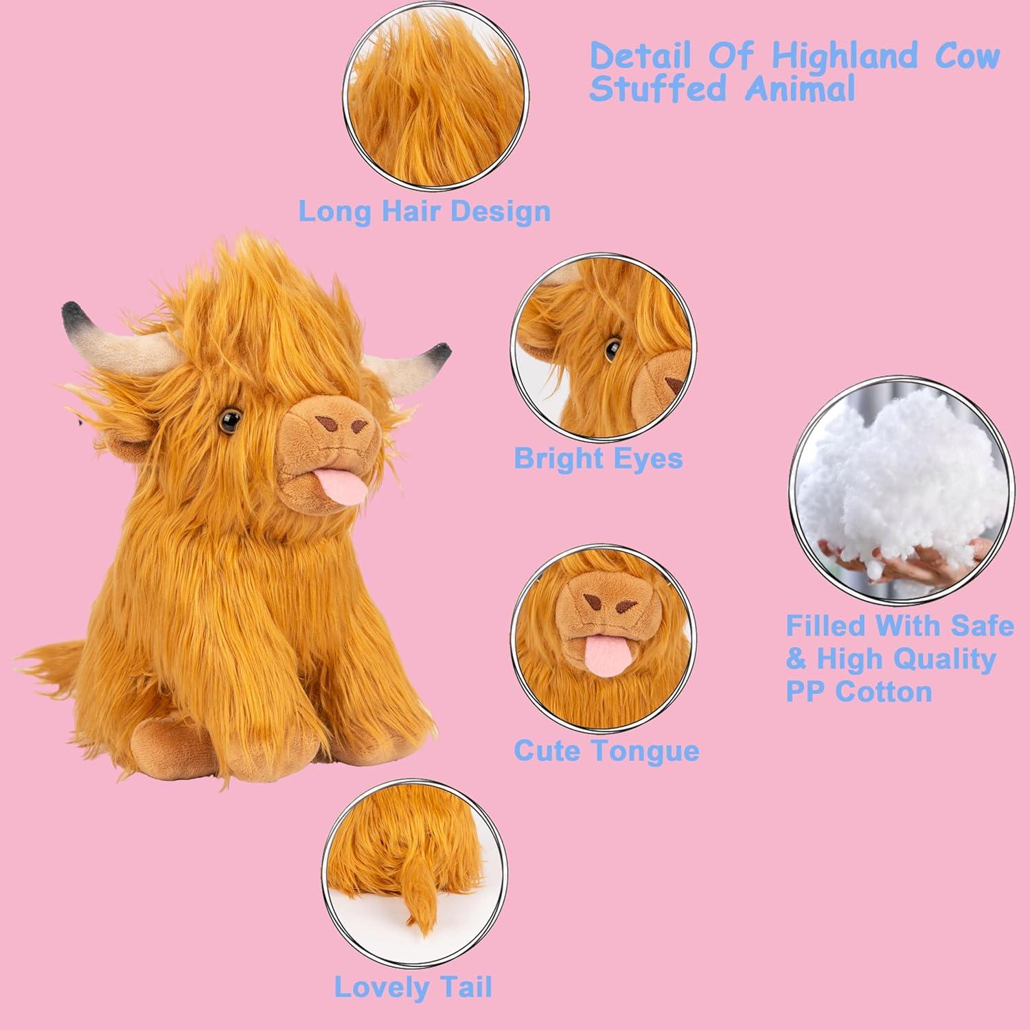 Peluches de Vaca de las Tierras Altas COSGOO 30 cm Suave