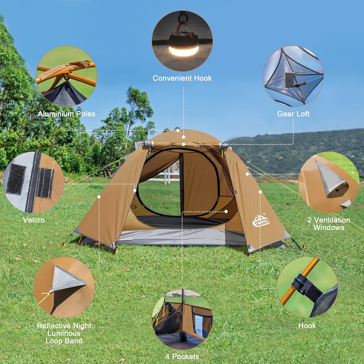 Tienda Camping Camppal 3 Personas Impermeable 4 Estaciones