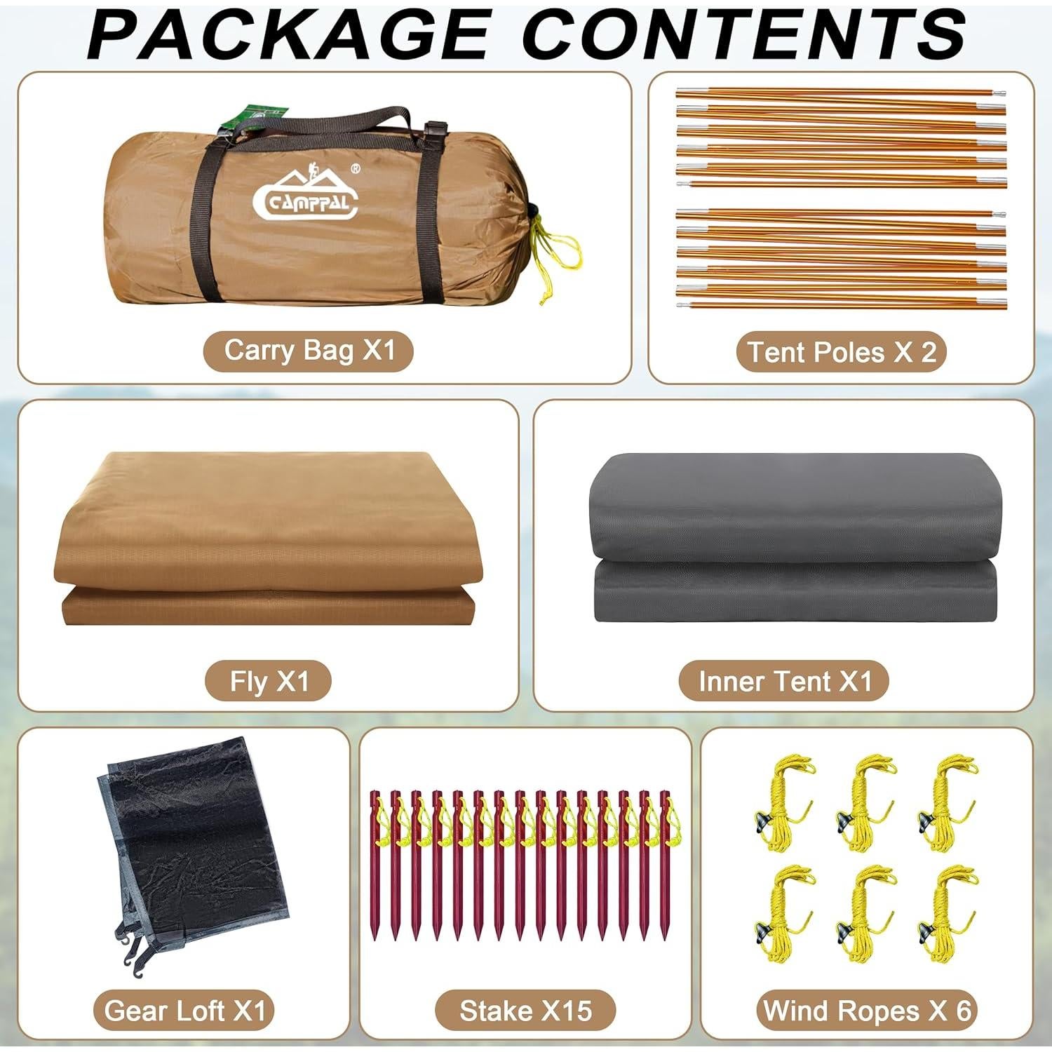 Tienda Camping Camppal 3 Personas Impermeable 4 Estaciones