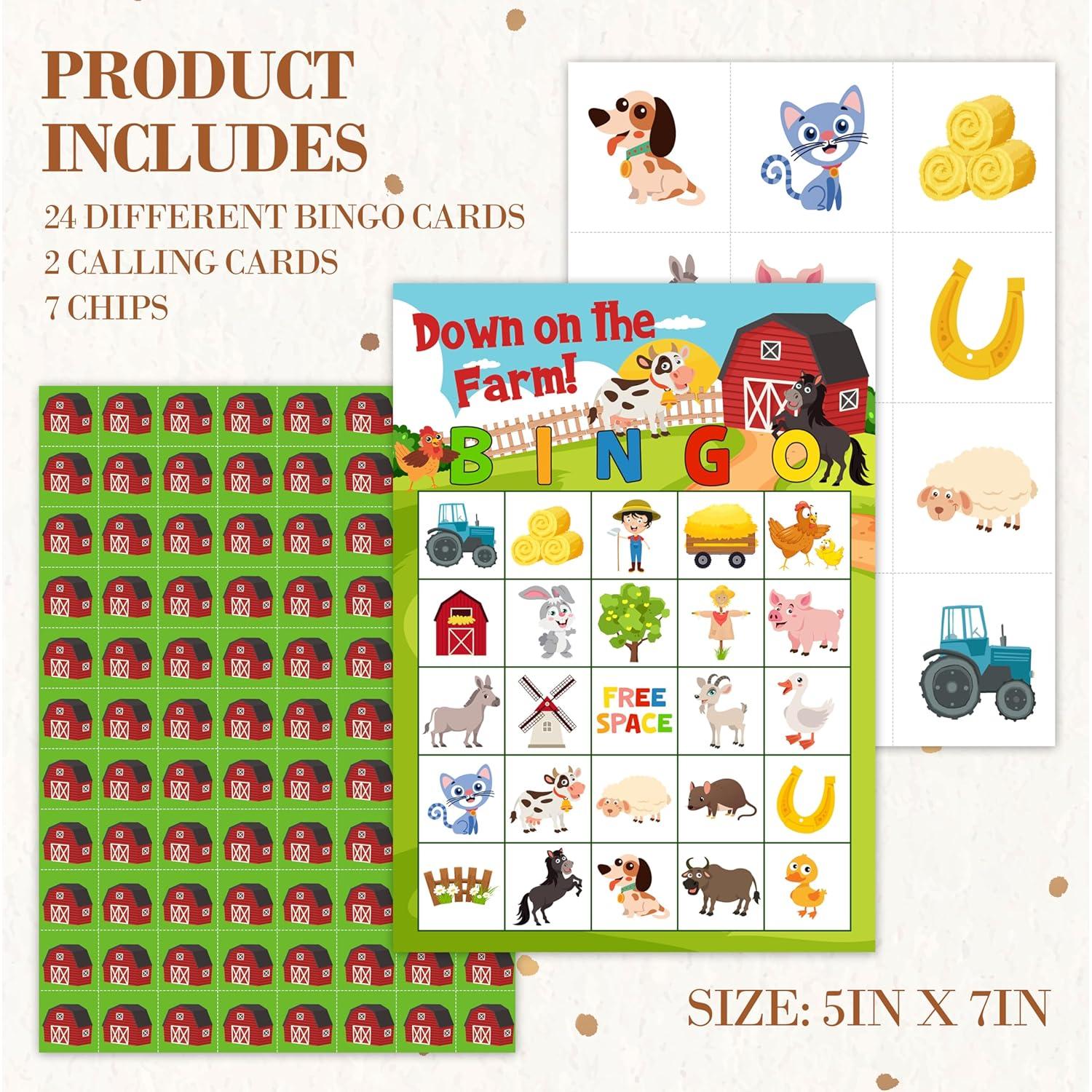 Juego de Bingo de Granja HMJKL para 24 Jugadores