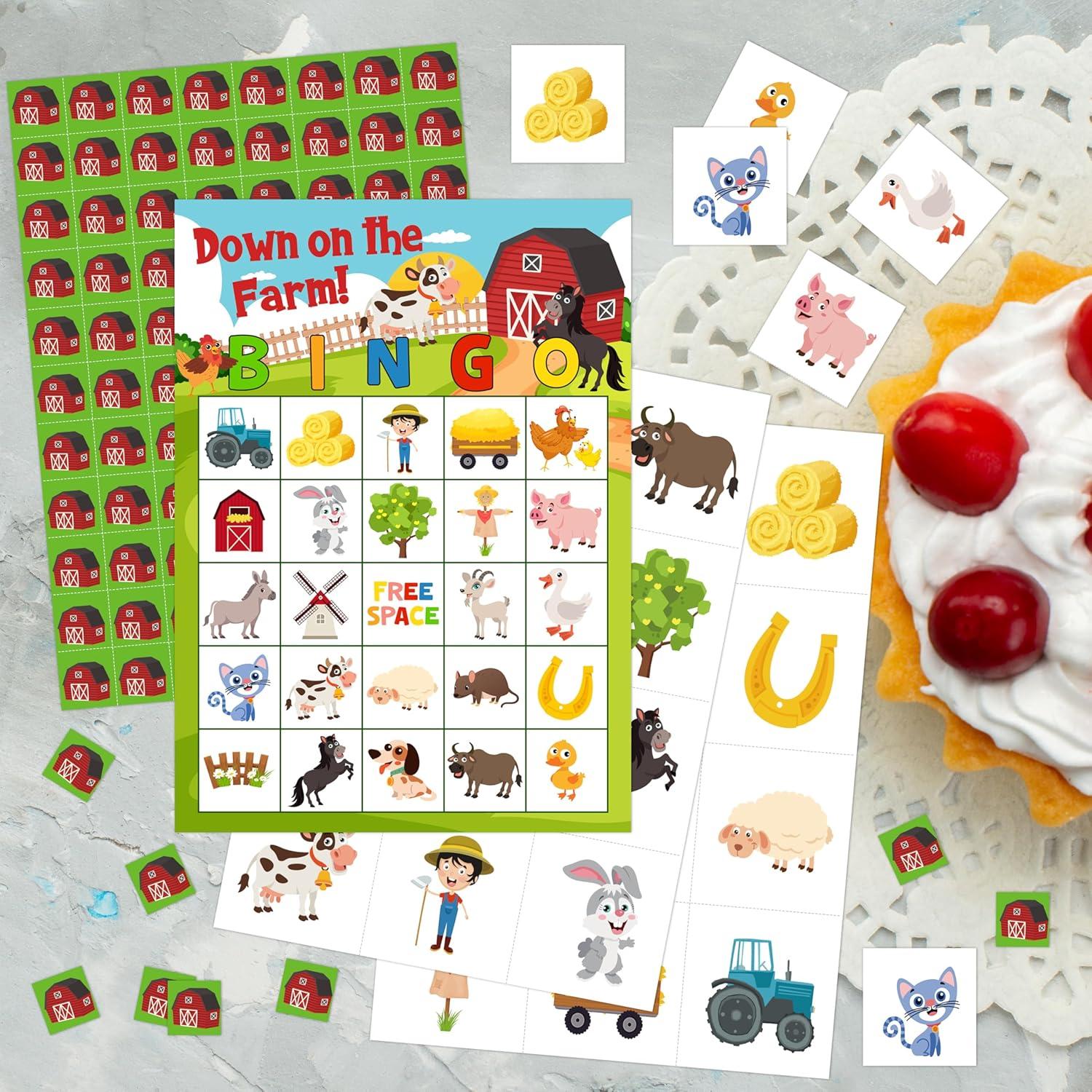 Juego de Bingo de Granja HMJKL para 24 Jugadores