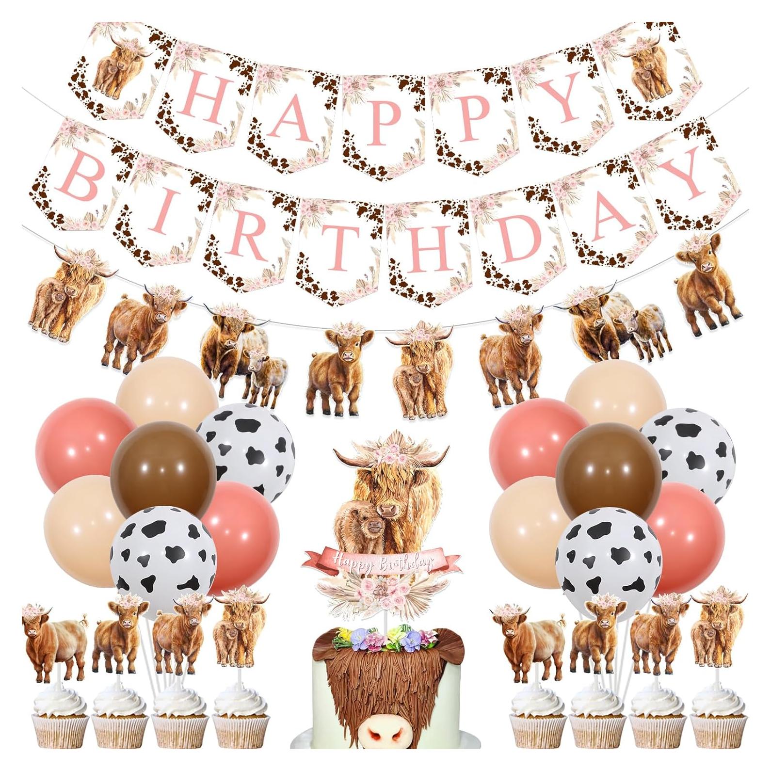 Decoraciones de Cumpleaños Vaca Funmemoir - 20 Globos y Banner