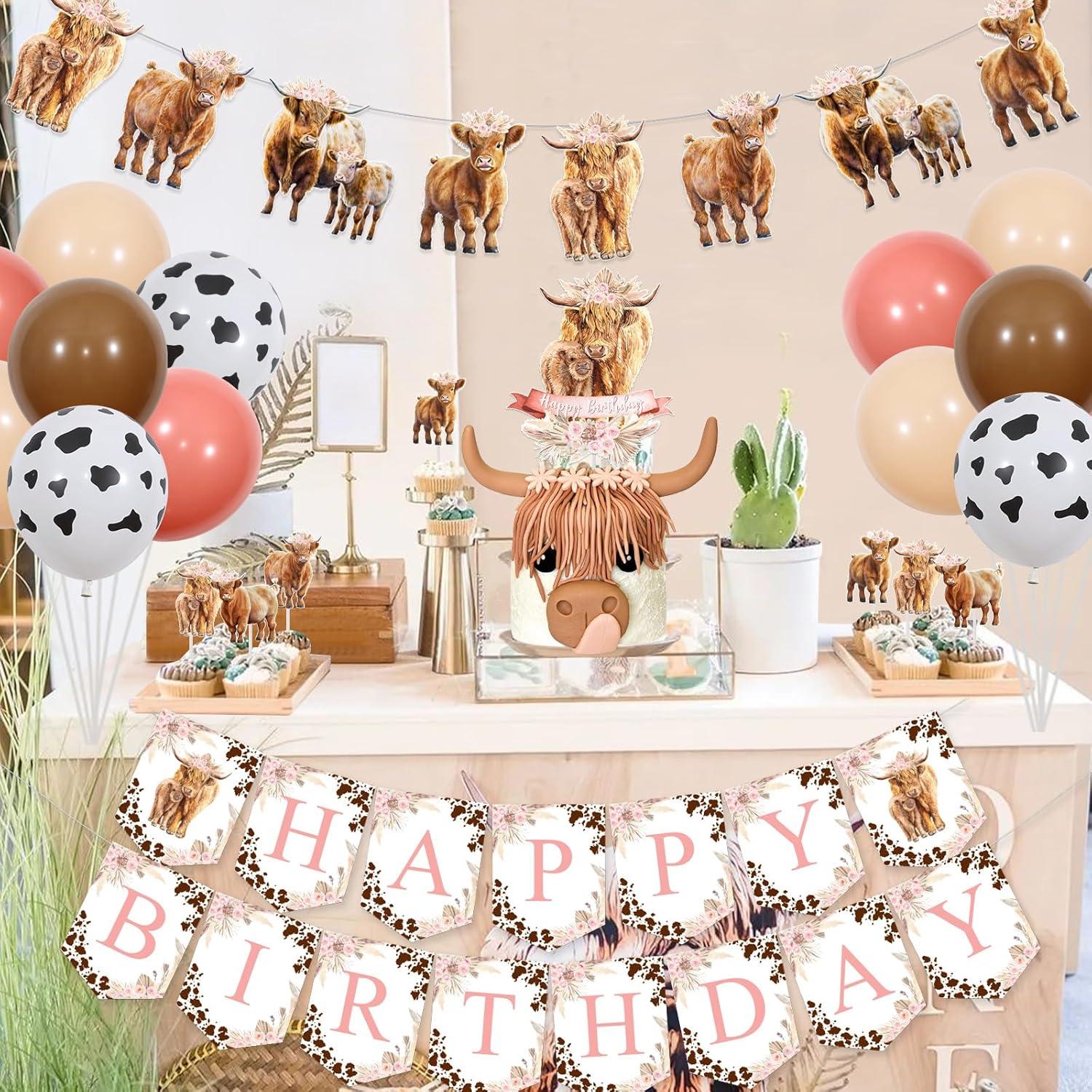 Decoraciones de Cumpleaños Vaca Funmemoir - 20 Globos y Banner