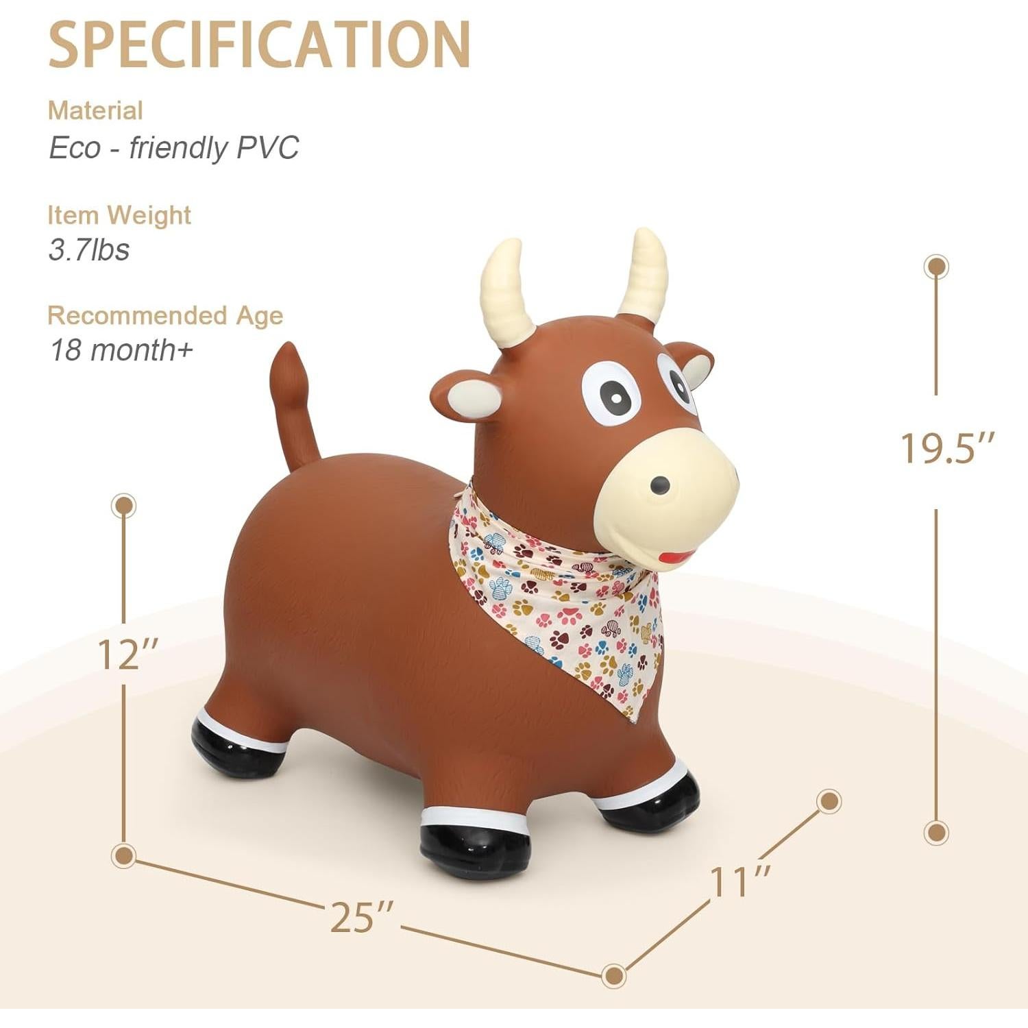 INPANY Juguete Inflable Toro para Niños 1-2 Años