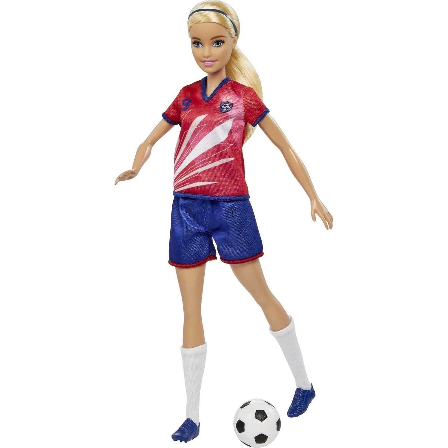 Muñeca de Fútbol Barbie Mattel #9 con Balón y Accesorios