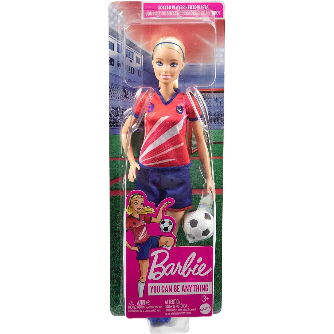 Muñeca de Fútbol Barbie Mattel #9 con Balón y Accesorios