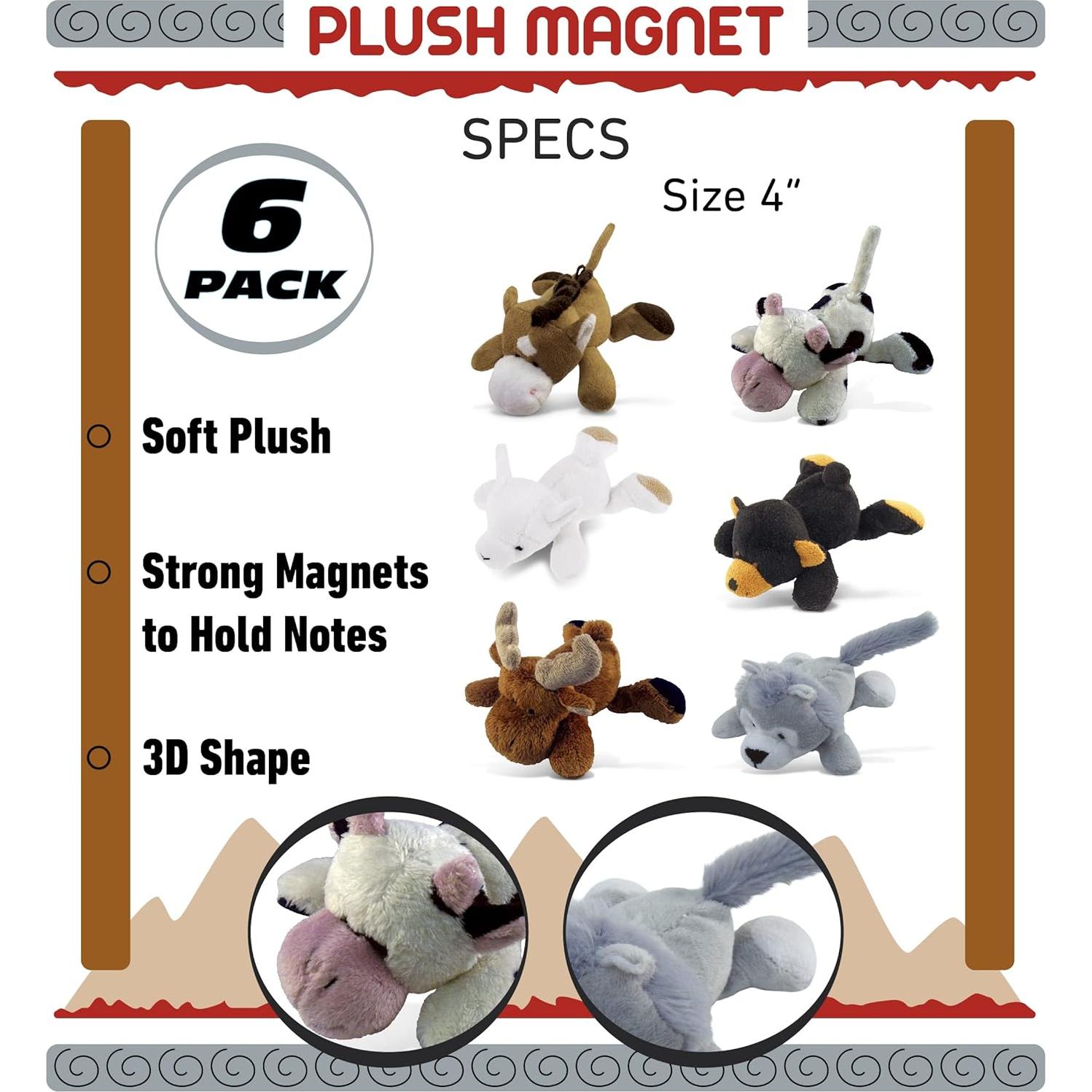 DolliBu Imán de Peluche Animales Salvajes Set de 6 Piezas