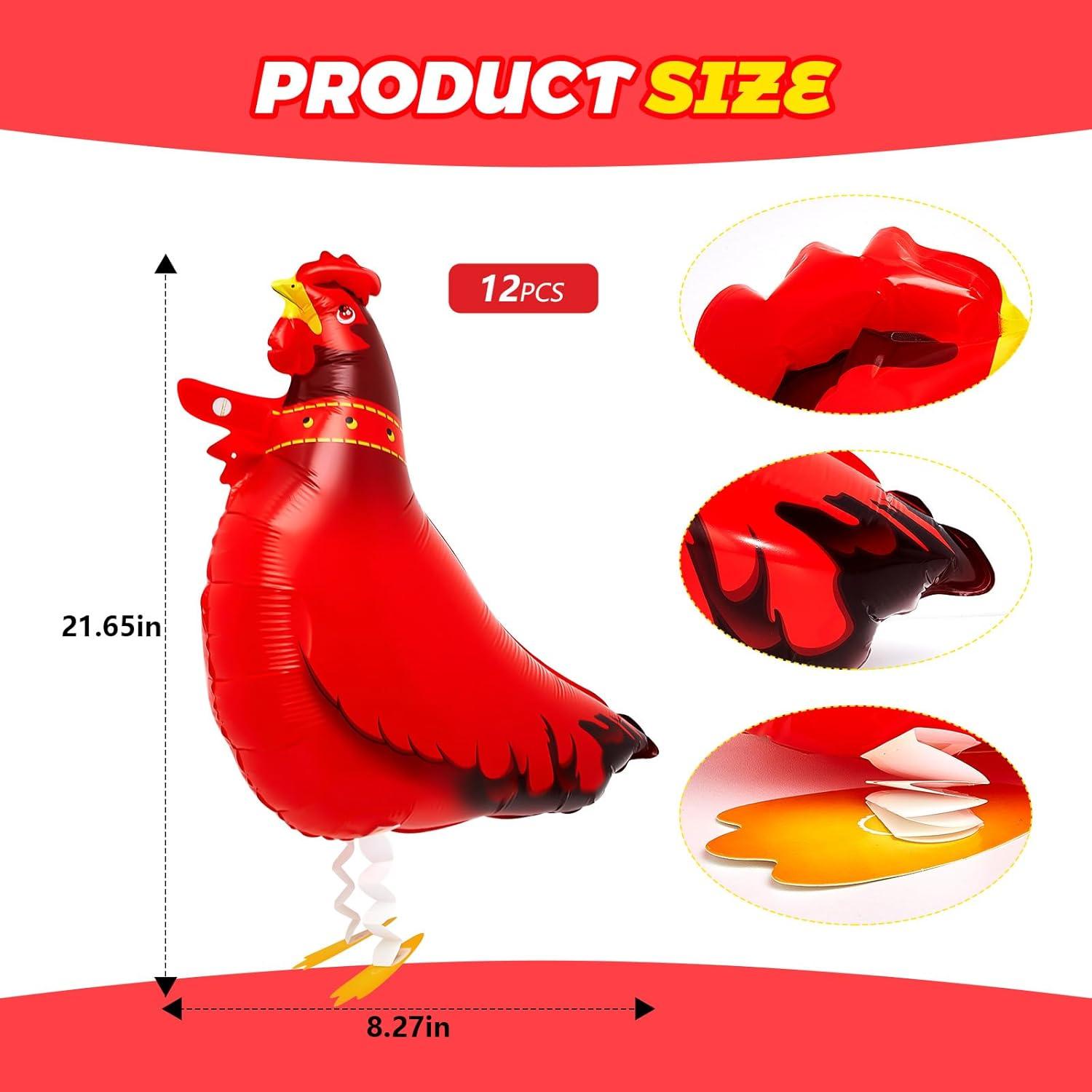 Globos de Pollo Libima 12 Pcs Decoración Fiesta 55x21 cm