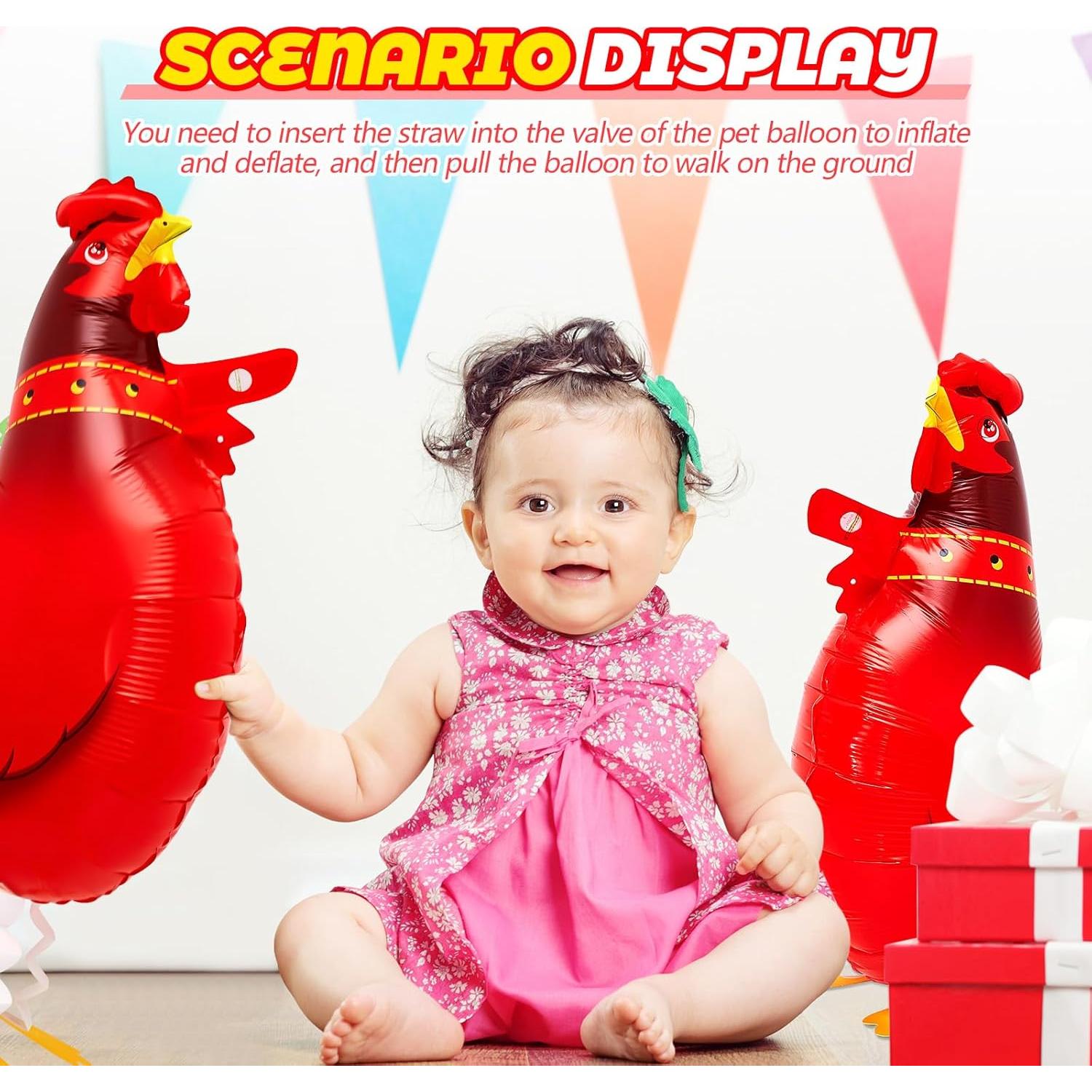 Globos de Pollo Libima 12 Pcs Decoración Fiesta 55x21 cm